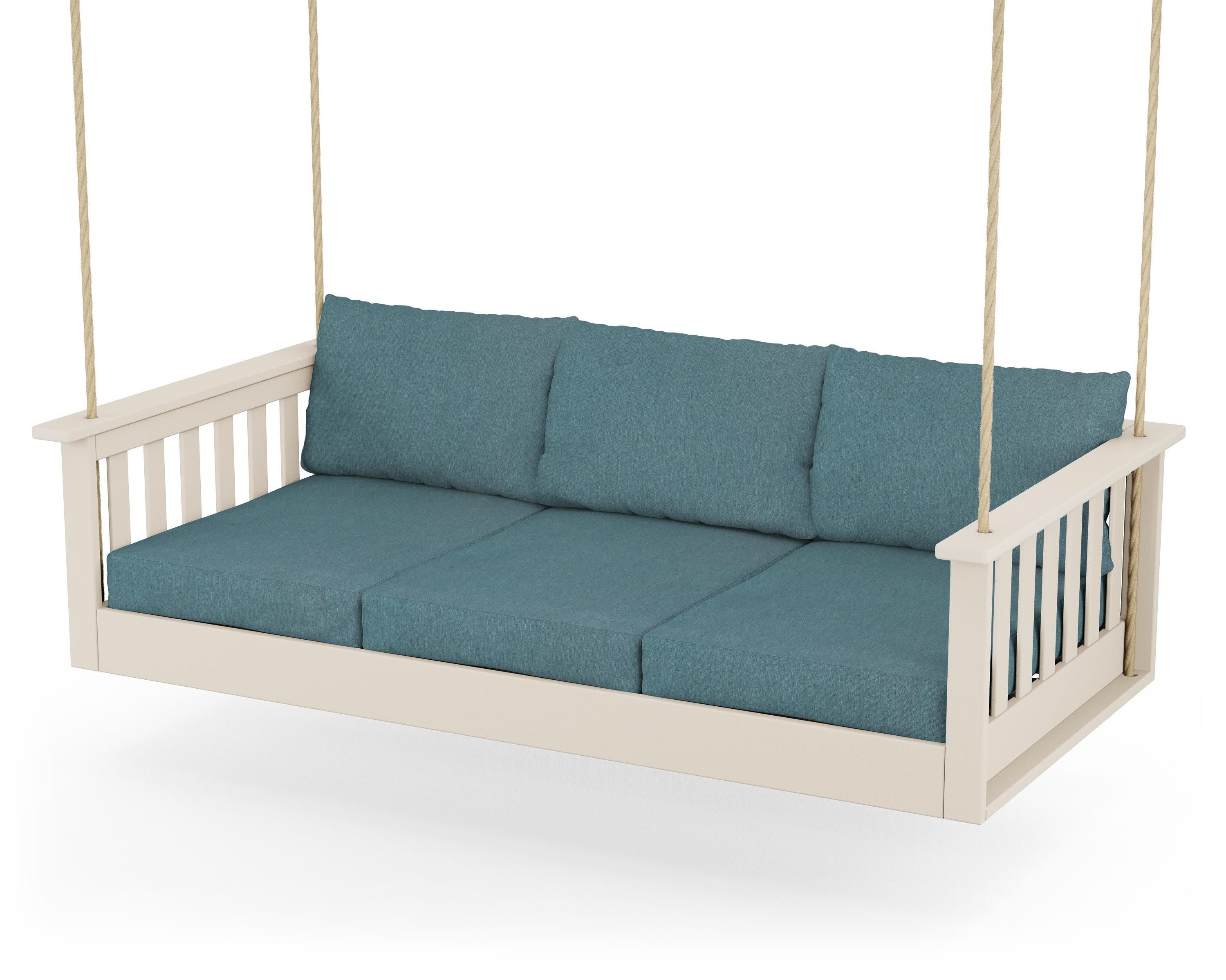 Vineyard Daybed Swing in Sand / Ocean Teal
