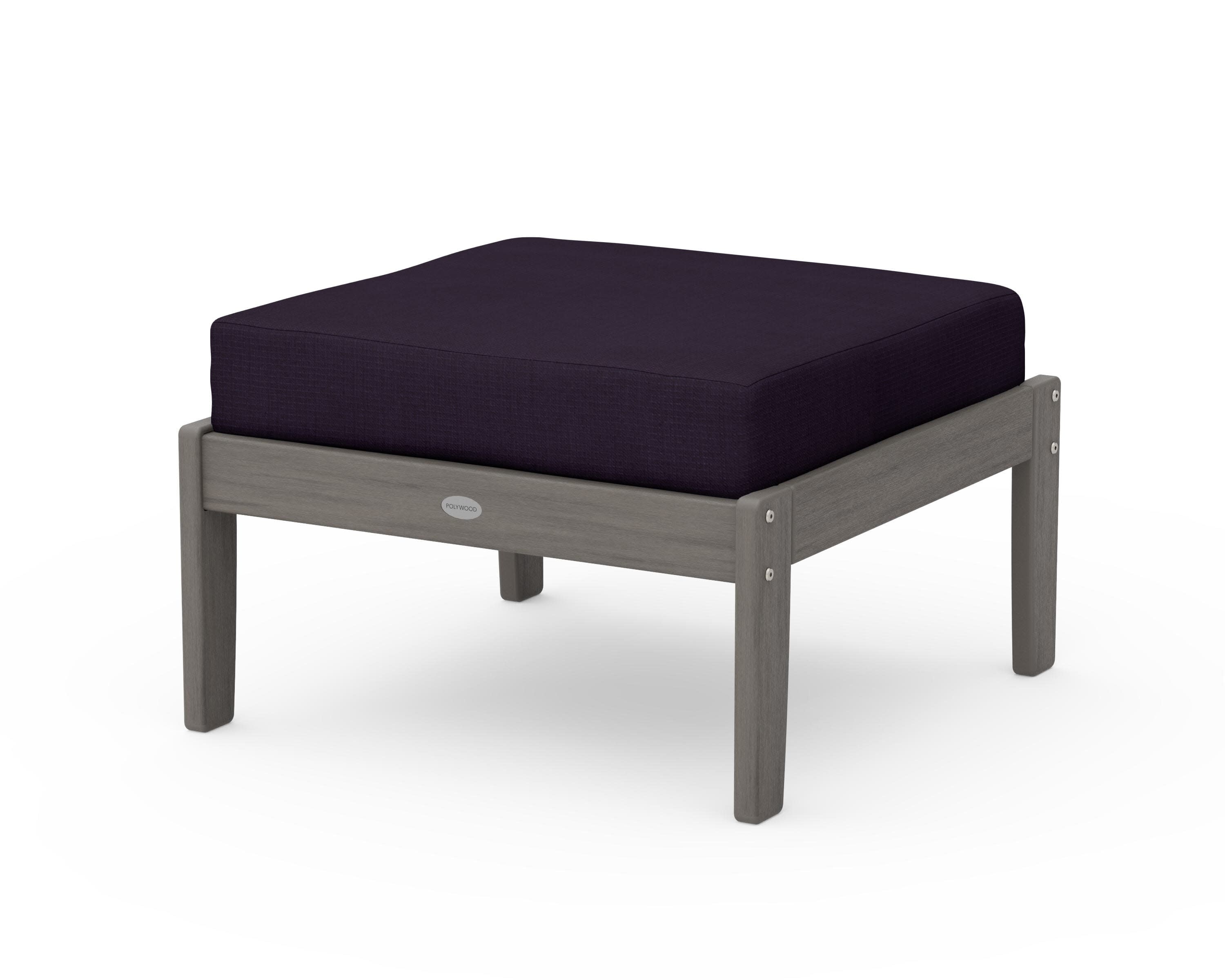 Braxton Deep Seating Ottoman in Driftwood / Navy Linen