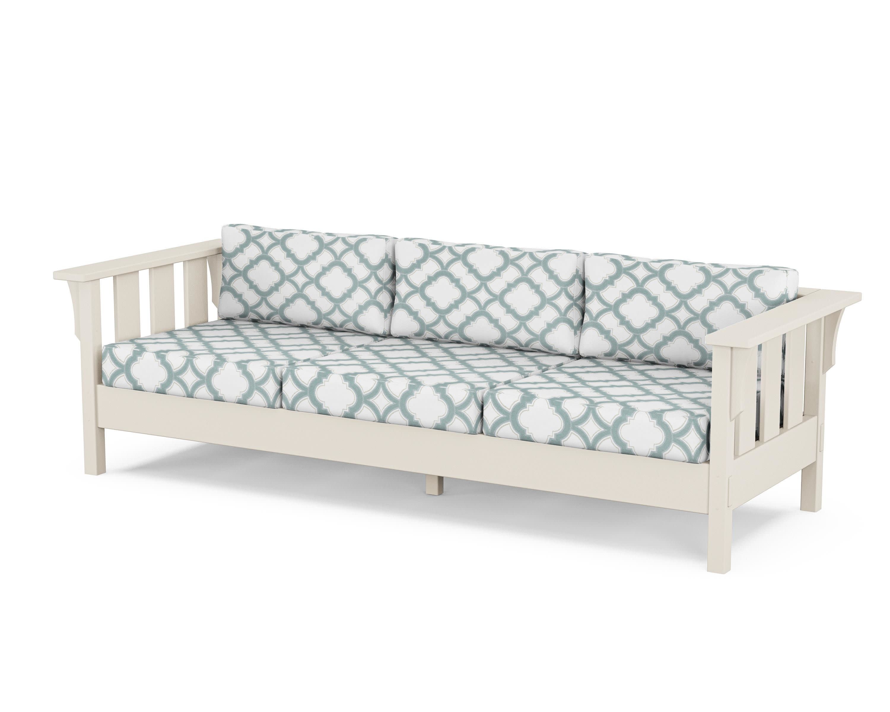 Acadia Deep Seating Sofa in Sand / Trellis Glacier Spa