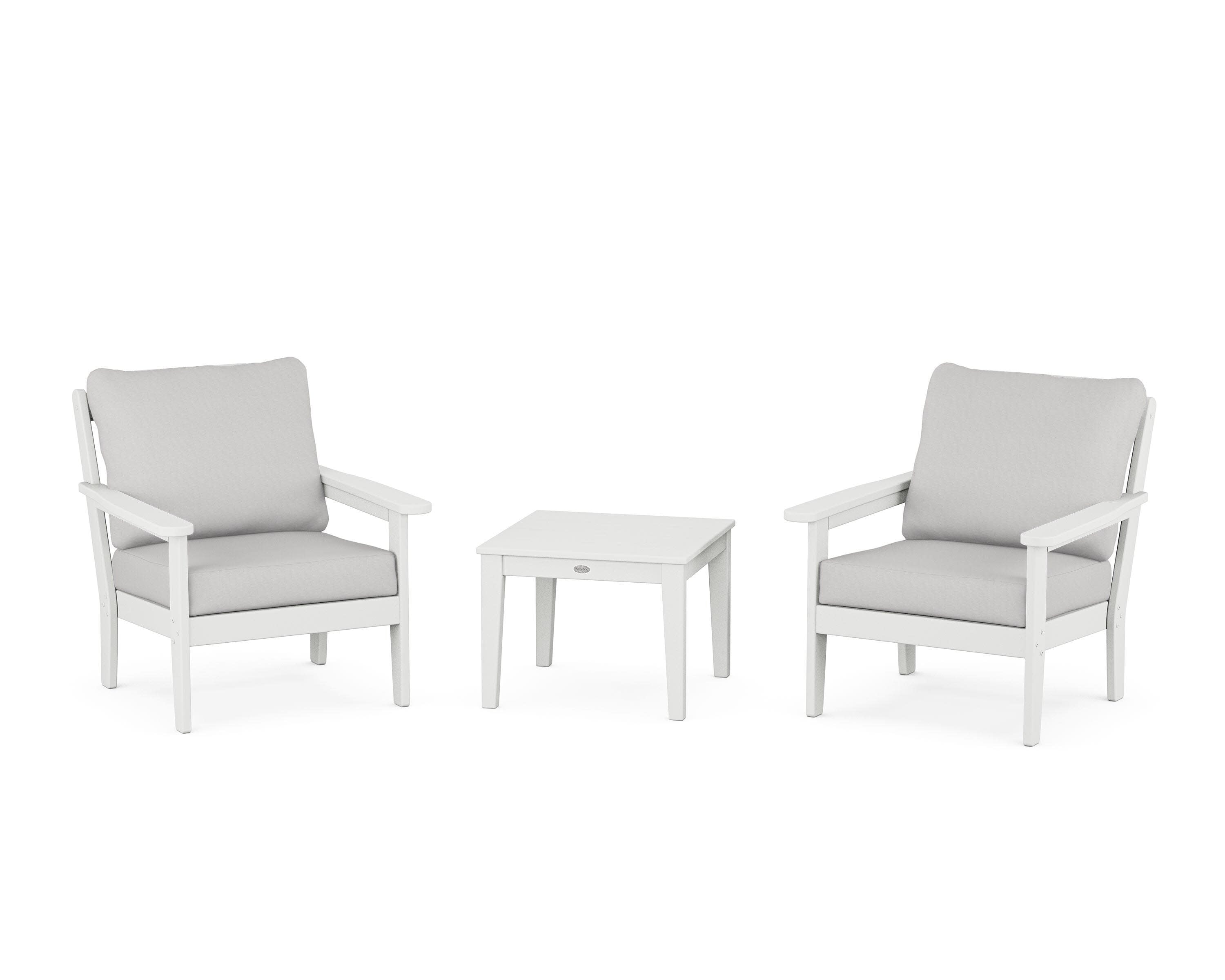 Cottage 3-Piece Deep Seating Set in White / Diamond in the Rough