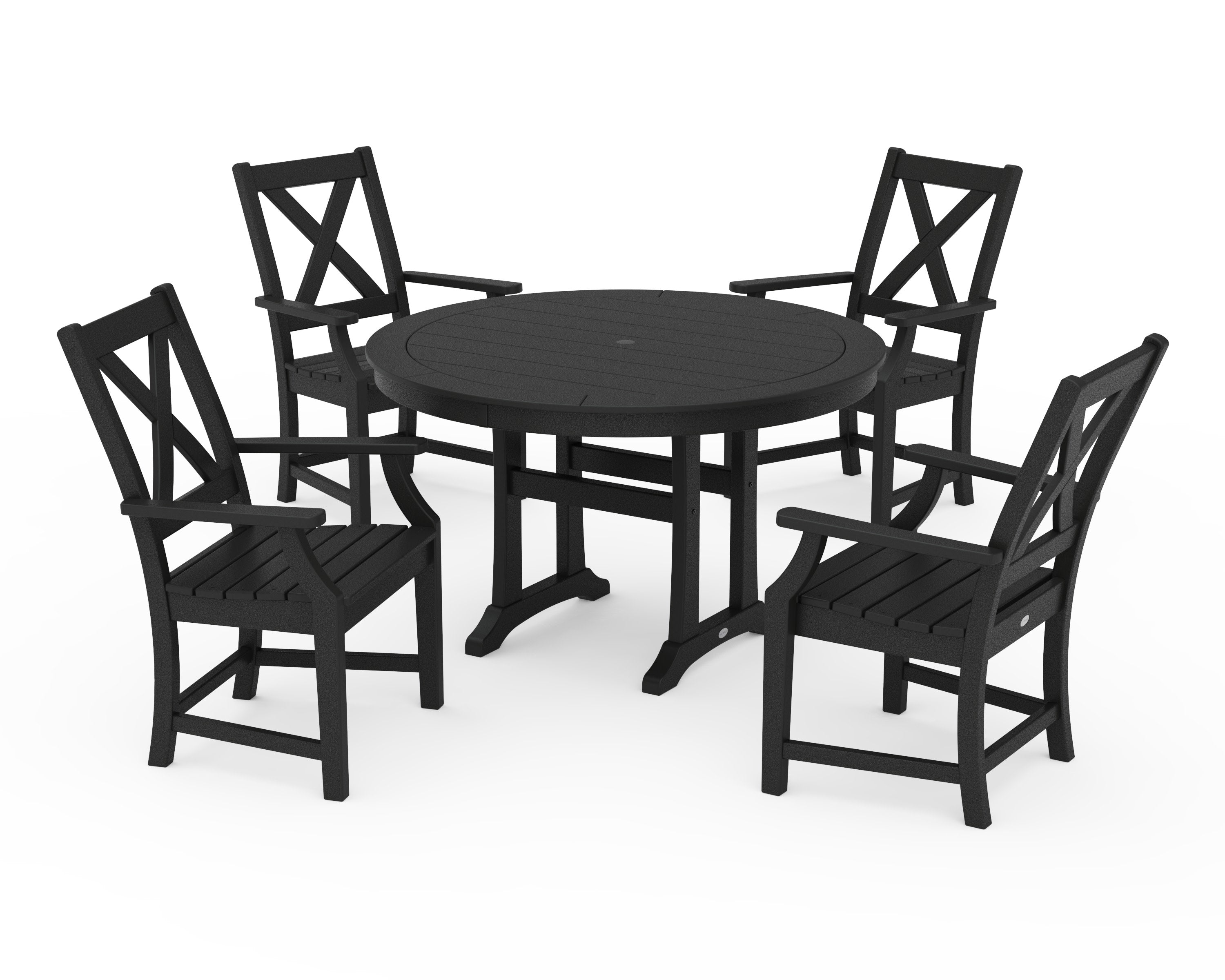 Braxton 5-Piece Nautical Trestle Arm Chair Dining Set in Black