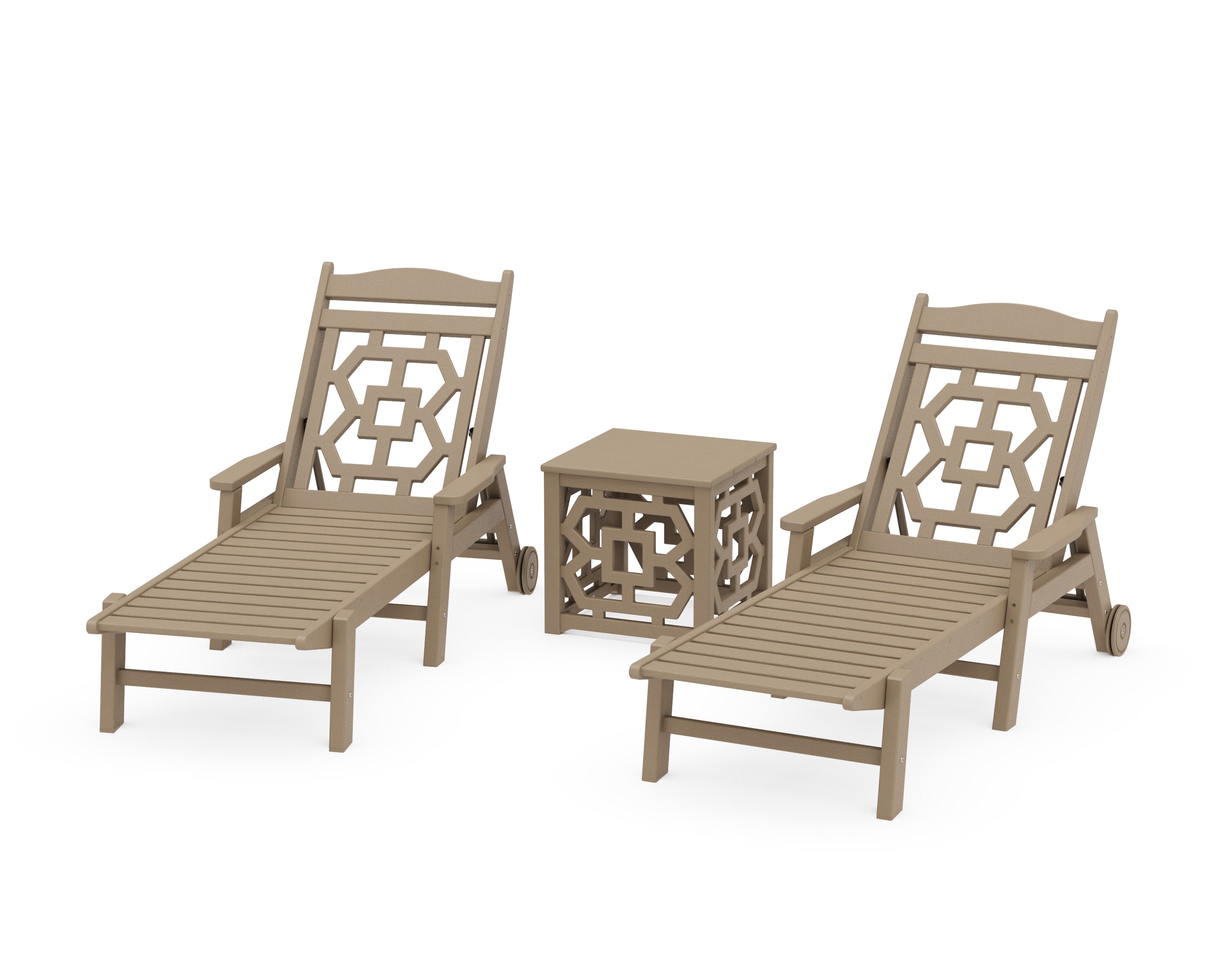 Chinoiserie 3-Piece Chaise Set in Vintage Sahara