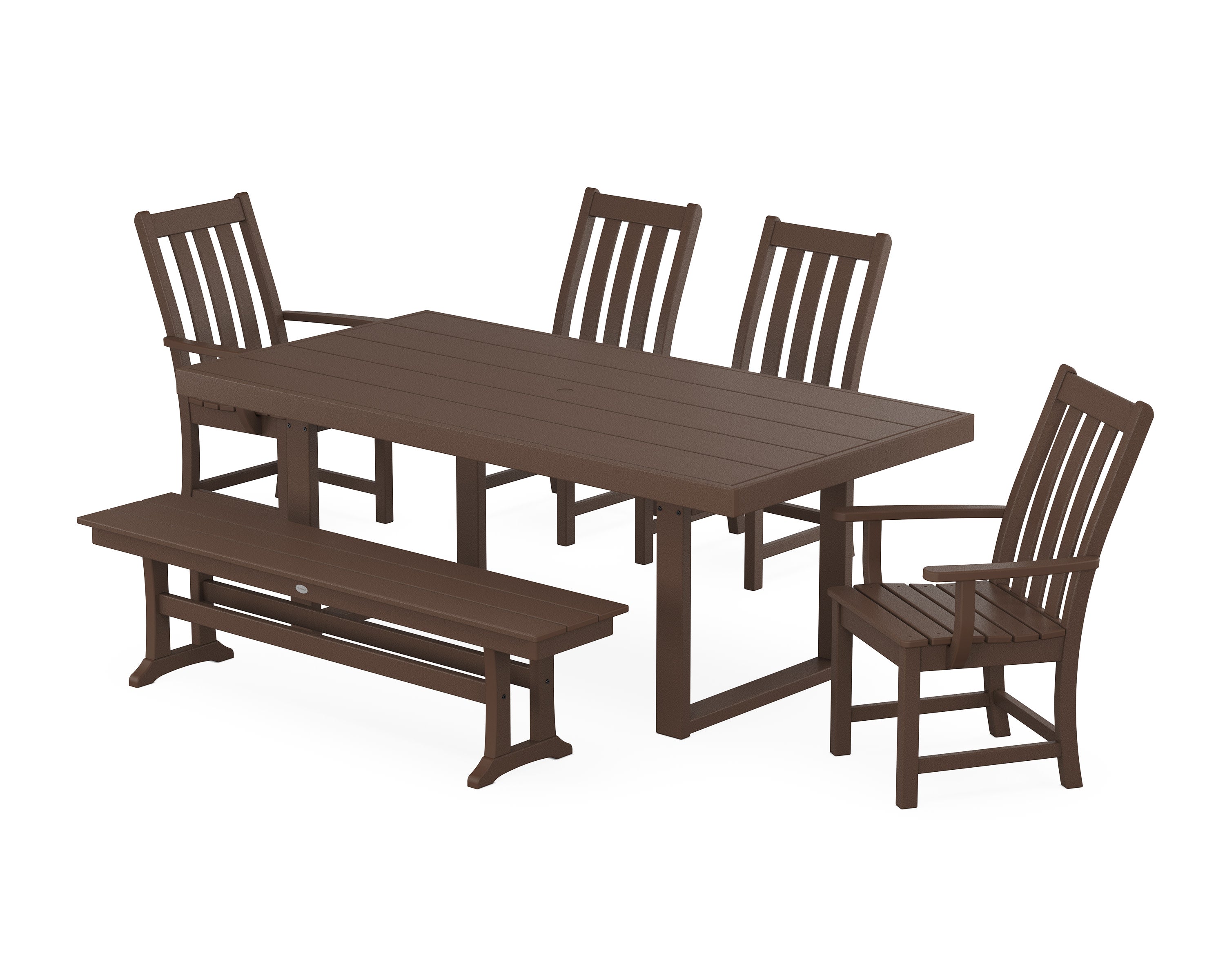 Vineyard 6-Piece Dining Set with Bench in Mahogany