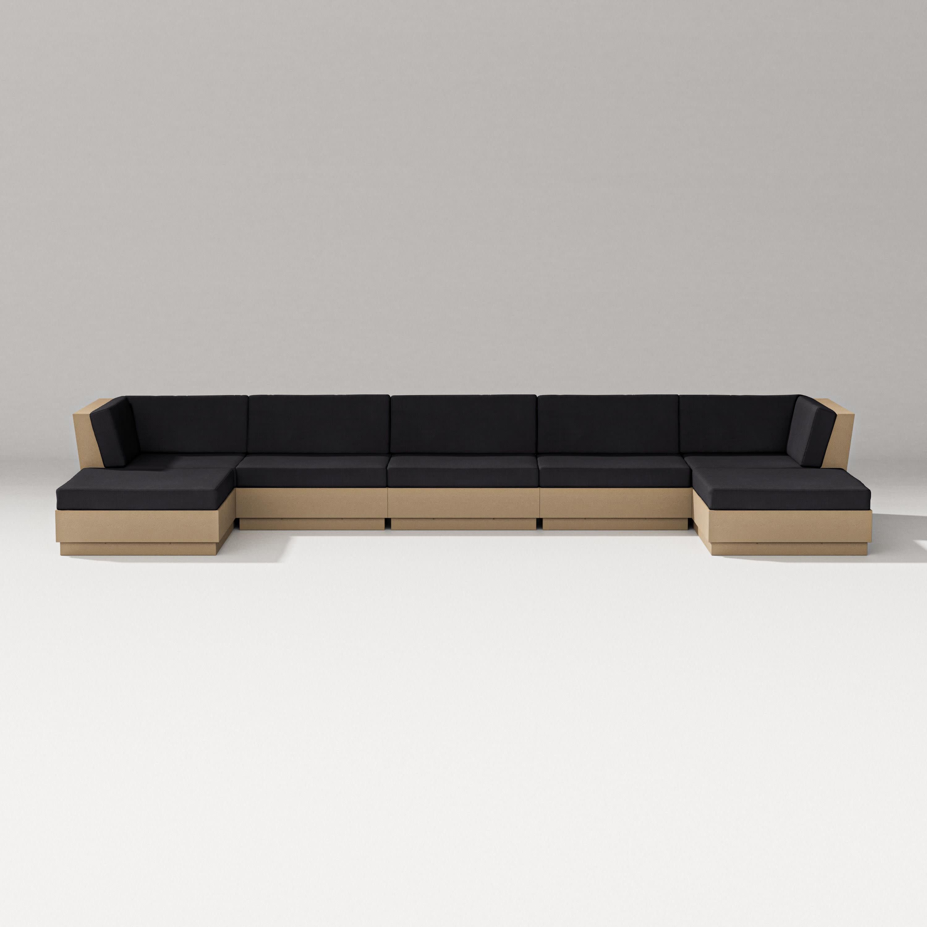 Elevate 7-Piece Double Chaise Sectional in Vintage Sahara / Midnight Linen