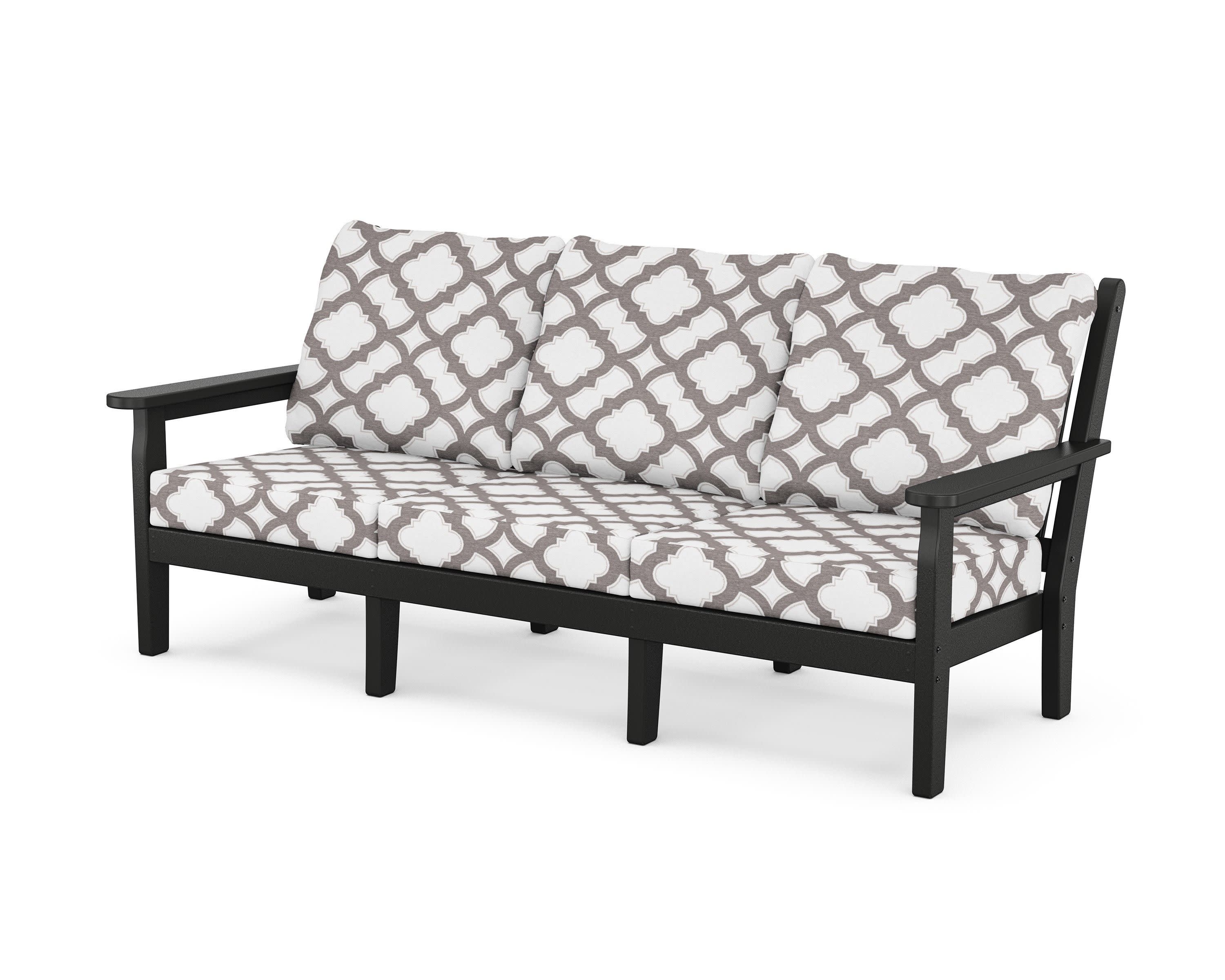Chippendale Deep Seating Sofa in Black / Trellis Grey Mist