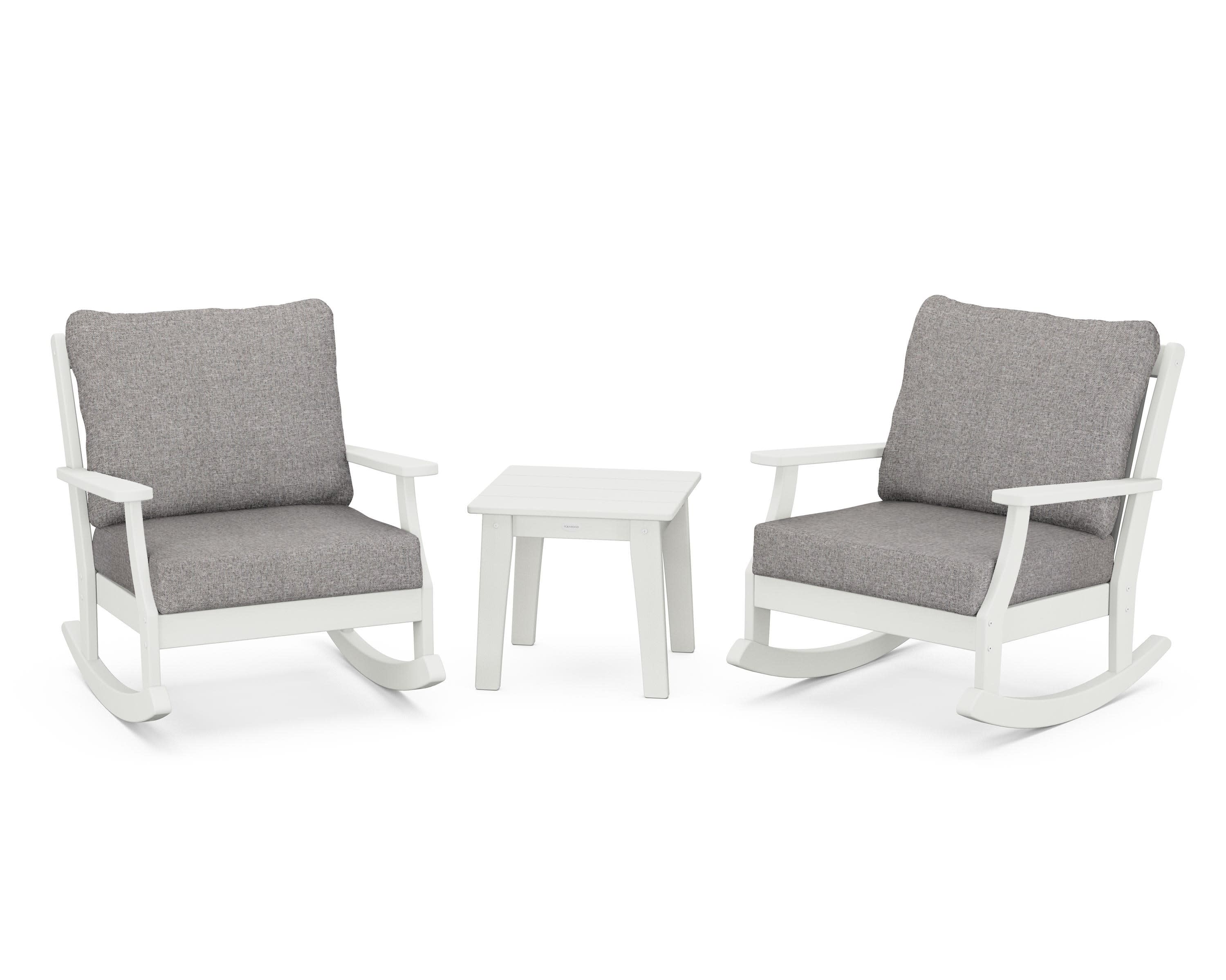 Braxton 3-Piece Deep Seating Rocker Set in Vintage White / Grey Mist
