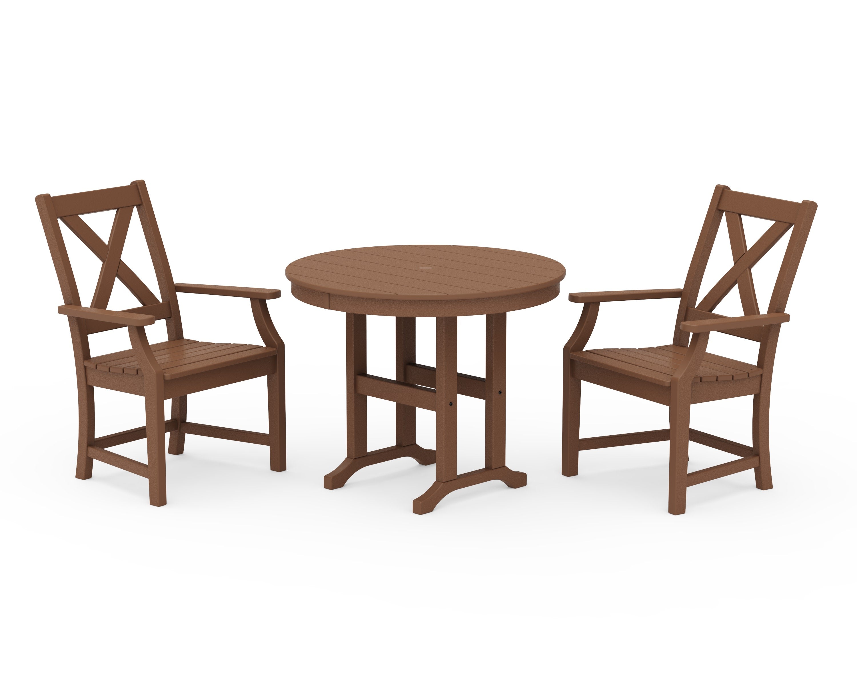 Braxton 3-Piece Round Dining Set in Teak