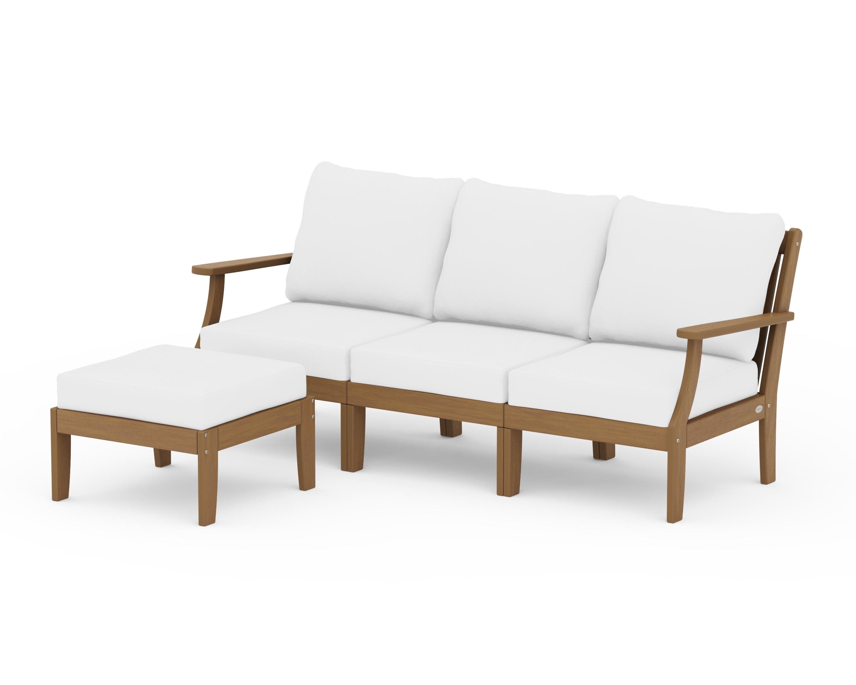 Braxton Modular 4-Piece Deep Seating Set with Ottoman in Natural / Natural