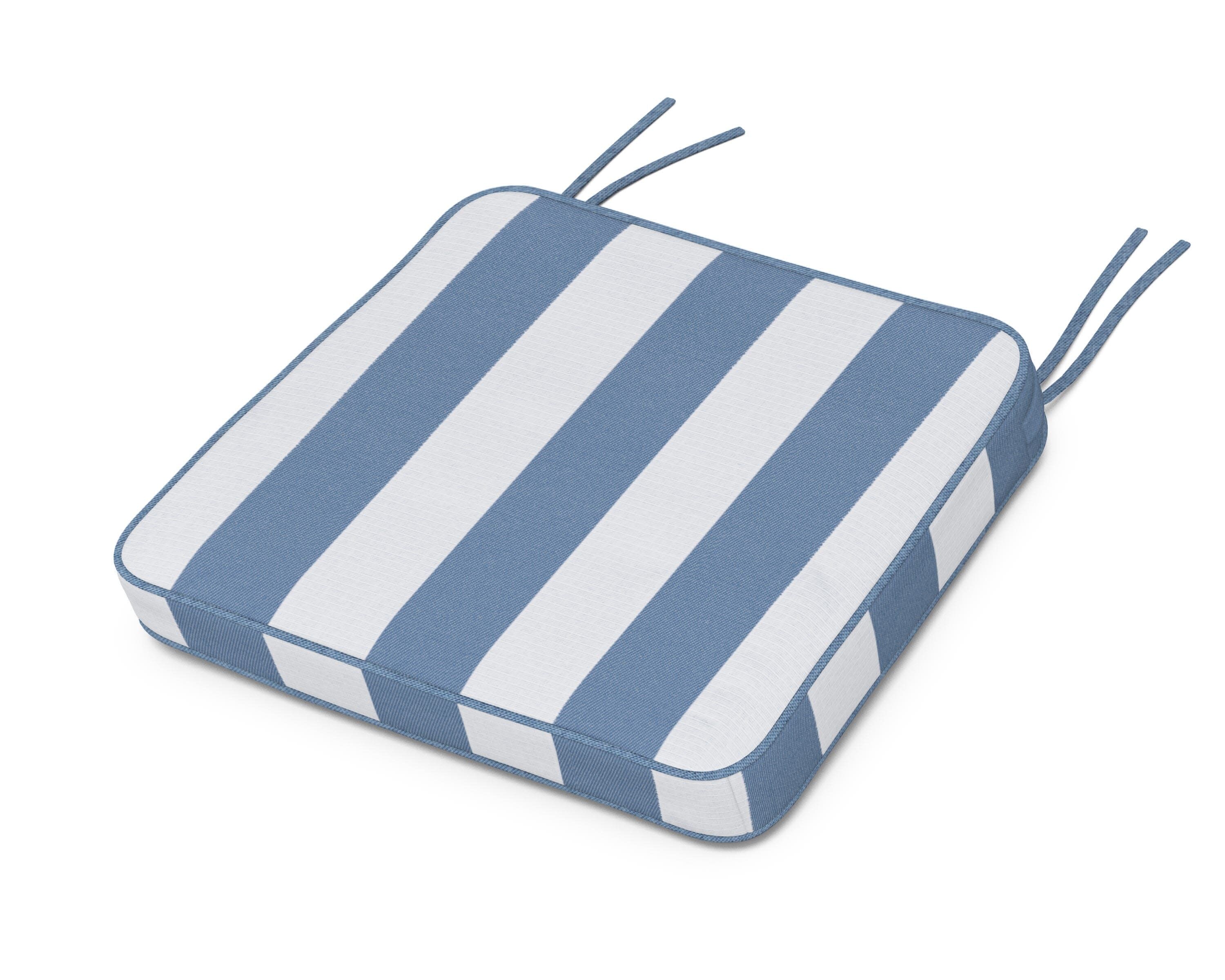 Chinoiserie Arm Chair Seat Cushion in Cabana Stripe Sky Blue