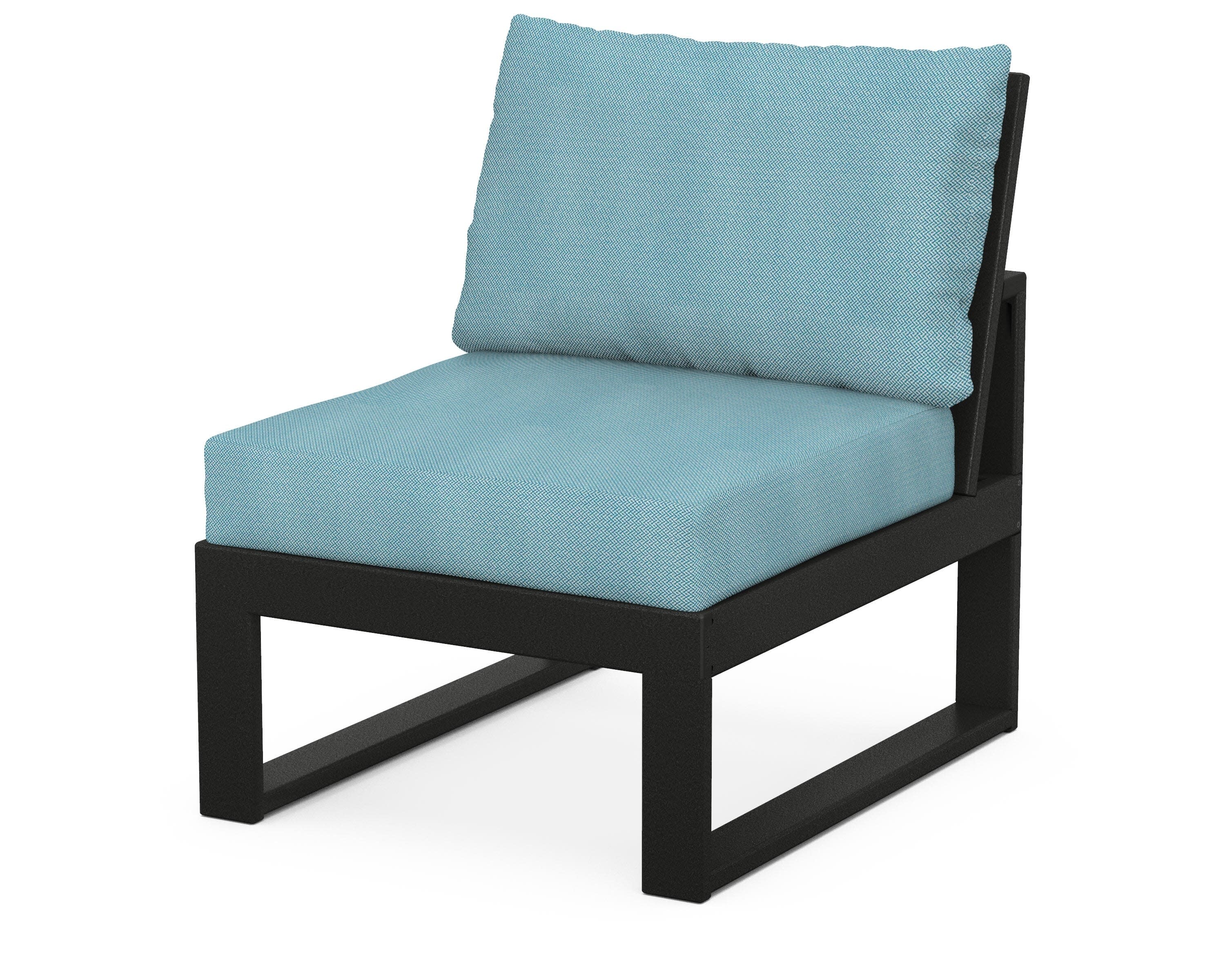 Modular Armless Chair in Black / Lattice Sky Blue