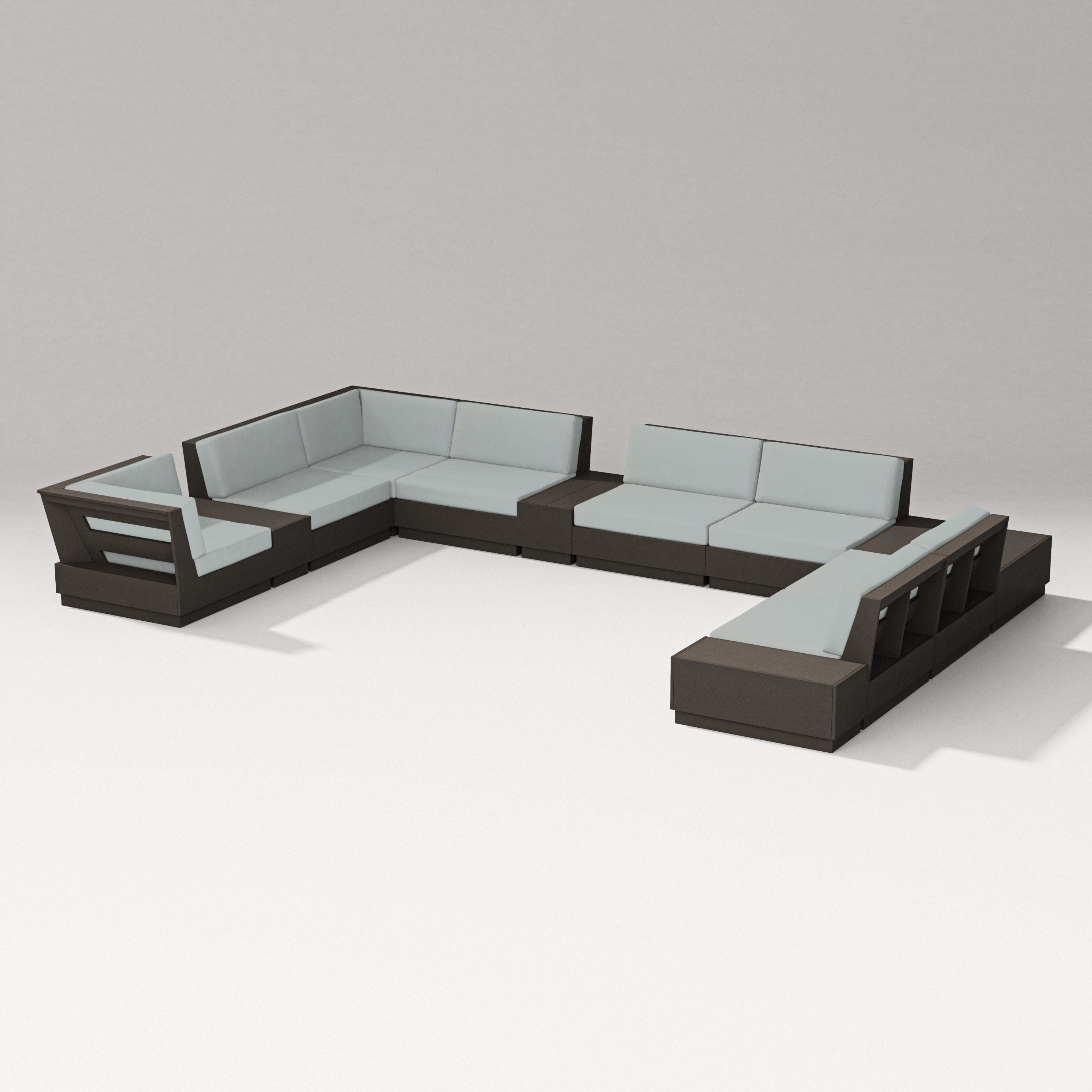 Elevate 12-Piece Conversation Sectional Set in Vintage Coffee / Spa