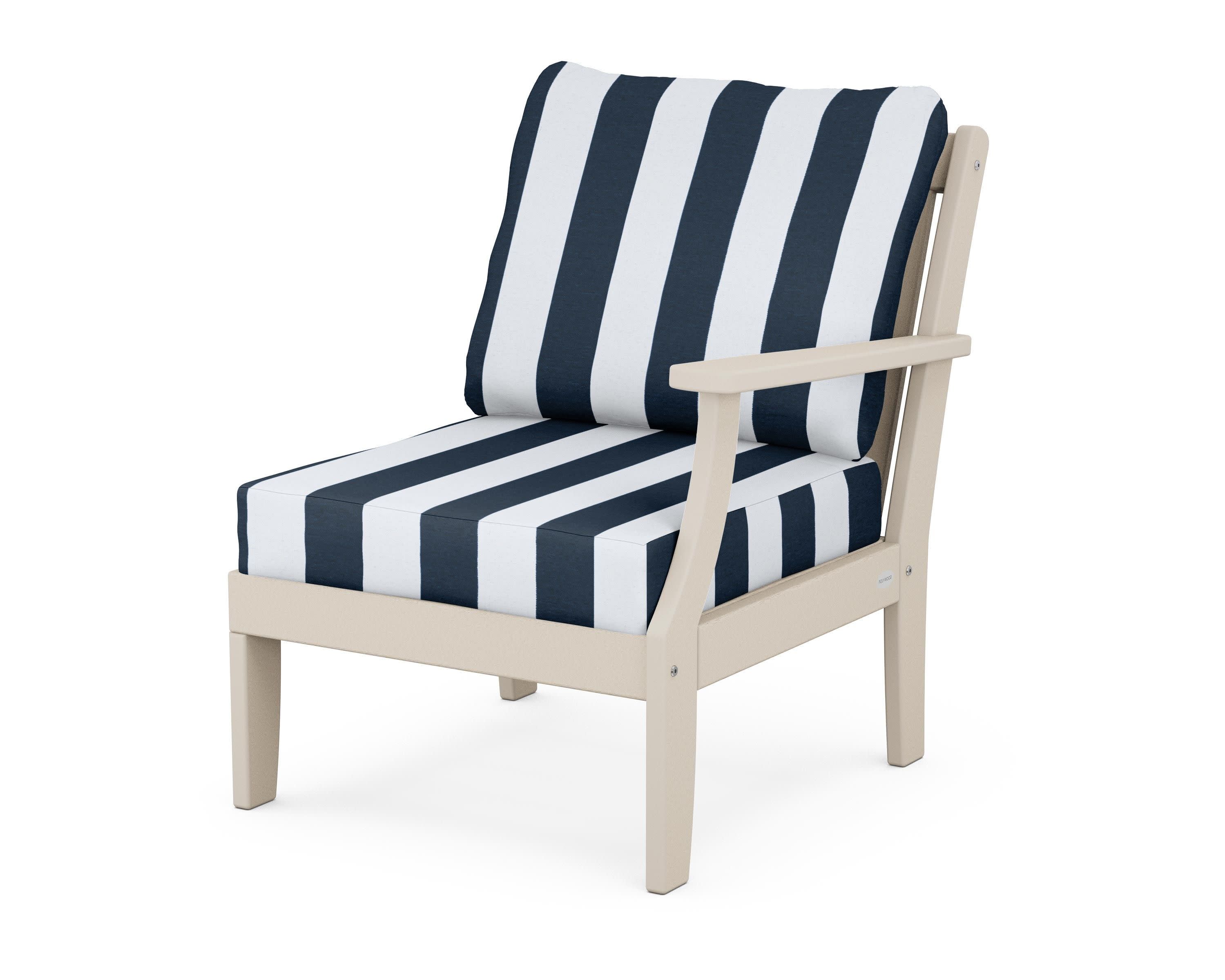 Braxton Modular Right Arm Chair in Sand / Cabana Stripe Marine Indigo