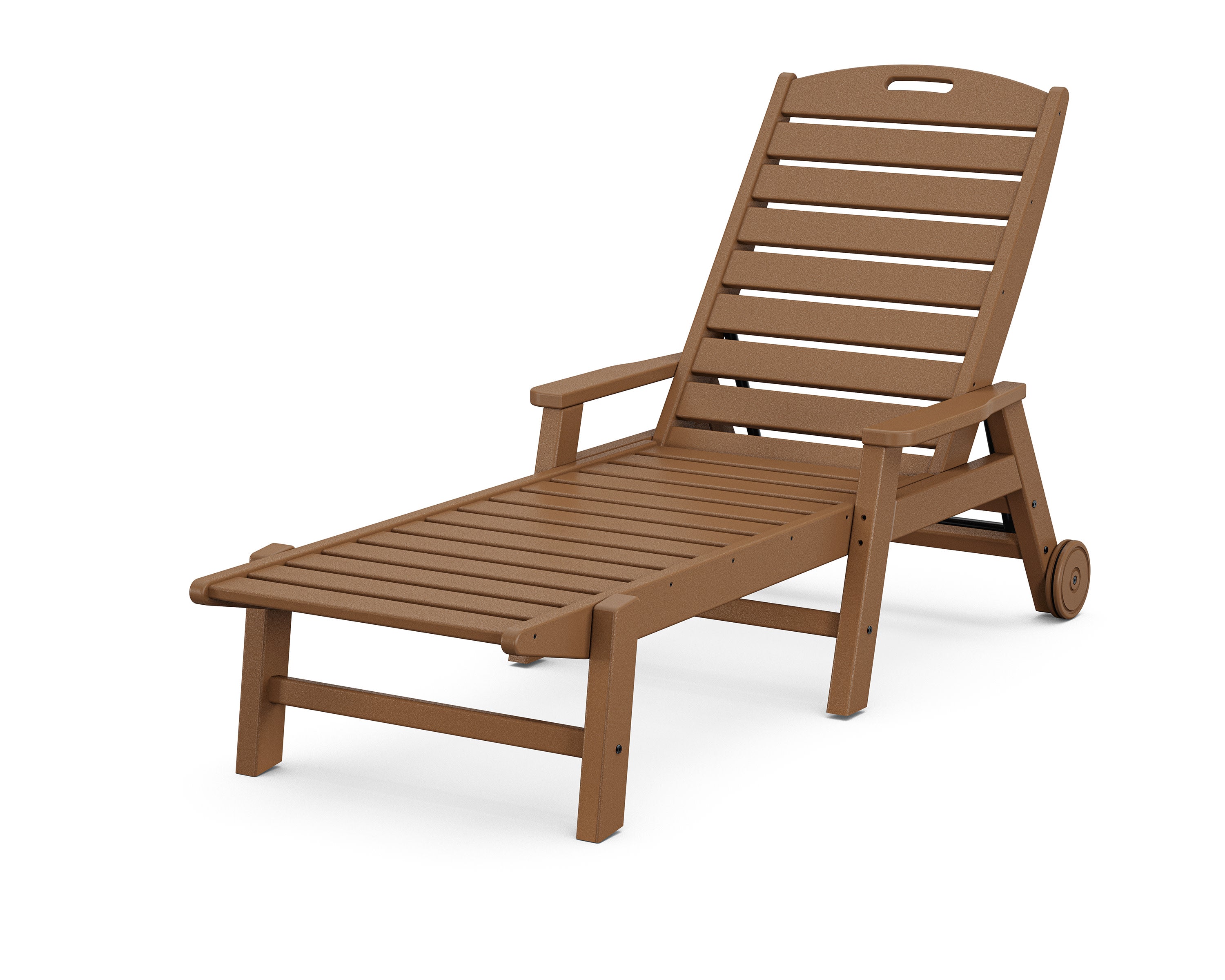 Nautical Chaise with Arms & Wheels in Teak