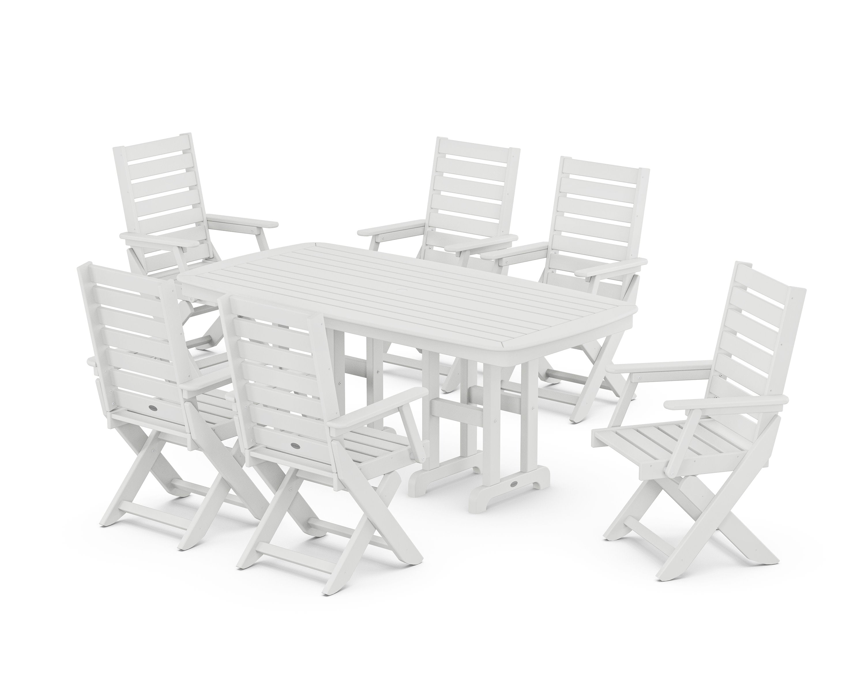 Captain Folding Chair 7-Piece Dining Set in White