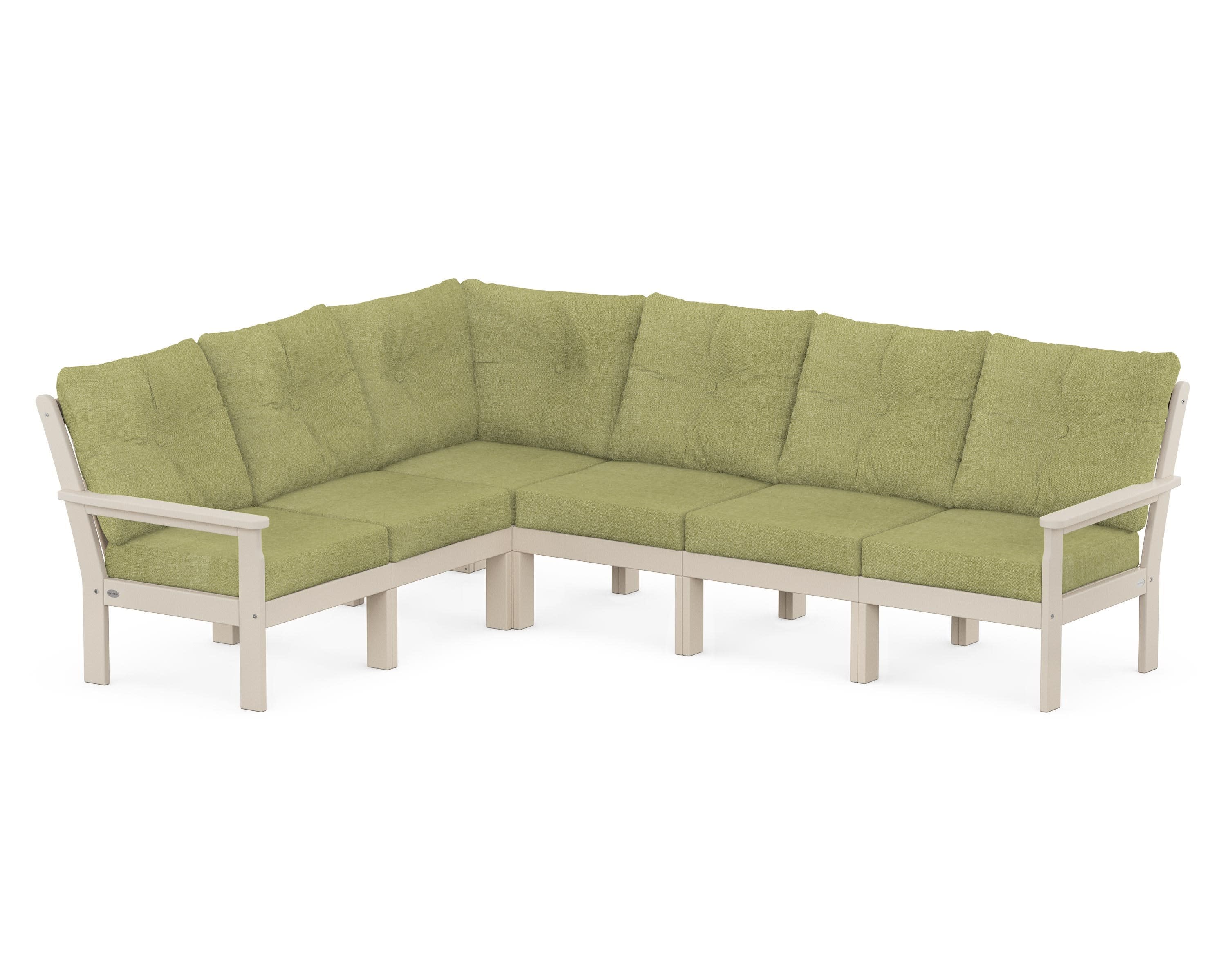 Vineyard 6-Piece Sectional in Sand / Chartreuse Boucle