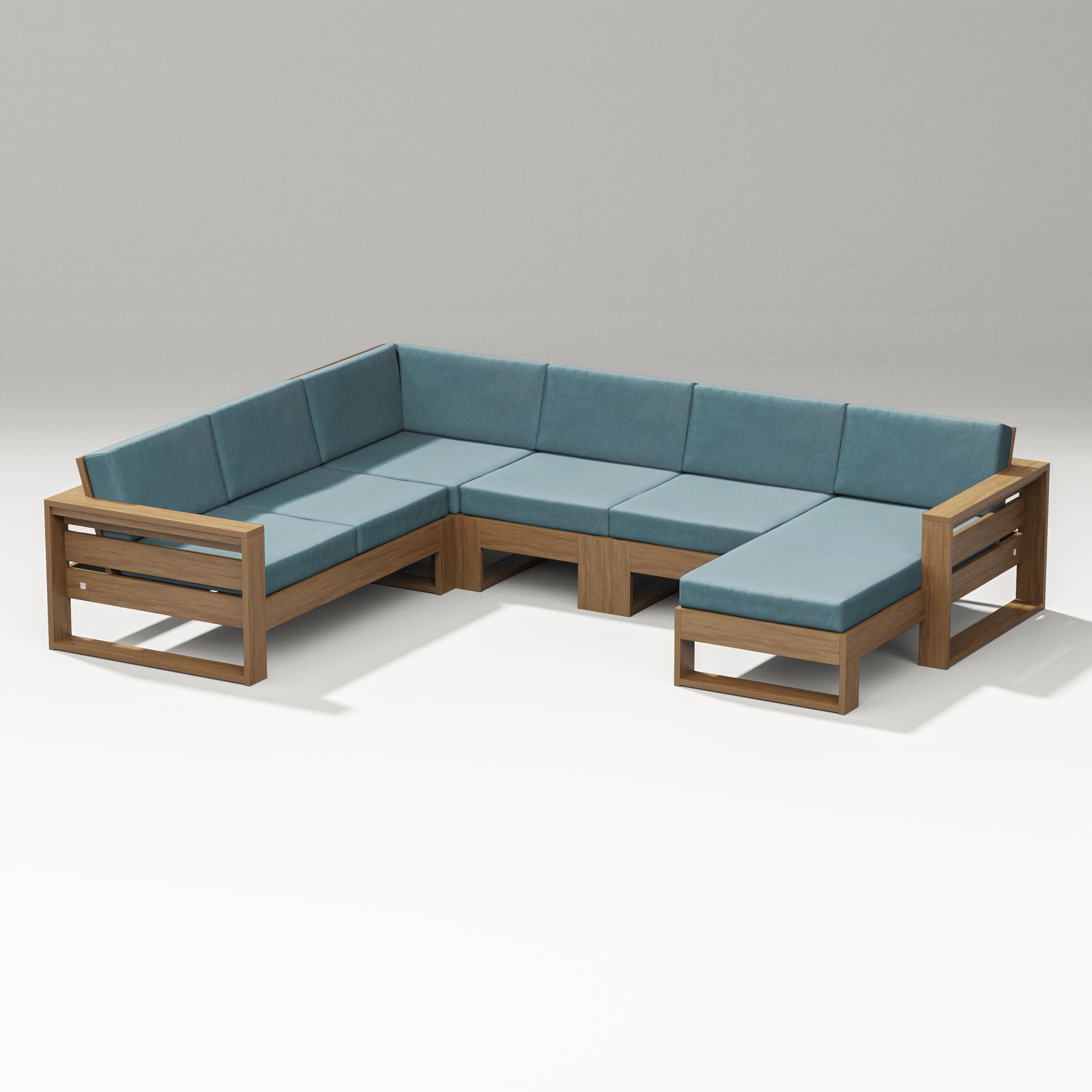 Latitude Corner Sectional with Right Chaise in Natural / Ocean Teal