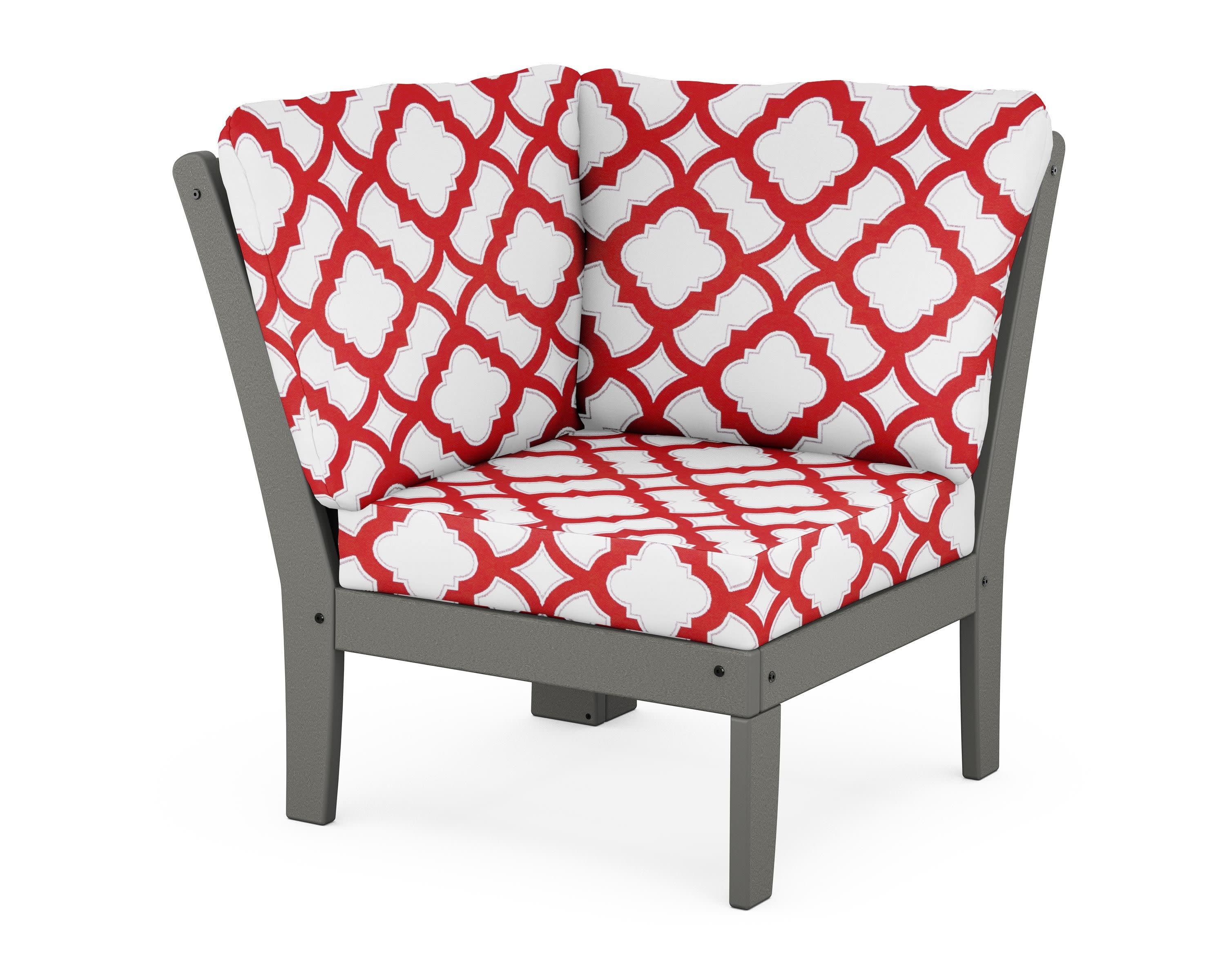 Braxton Modular Corner Chair in Slate Grey / Trellis Crimson