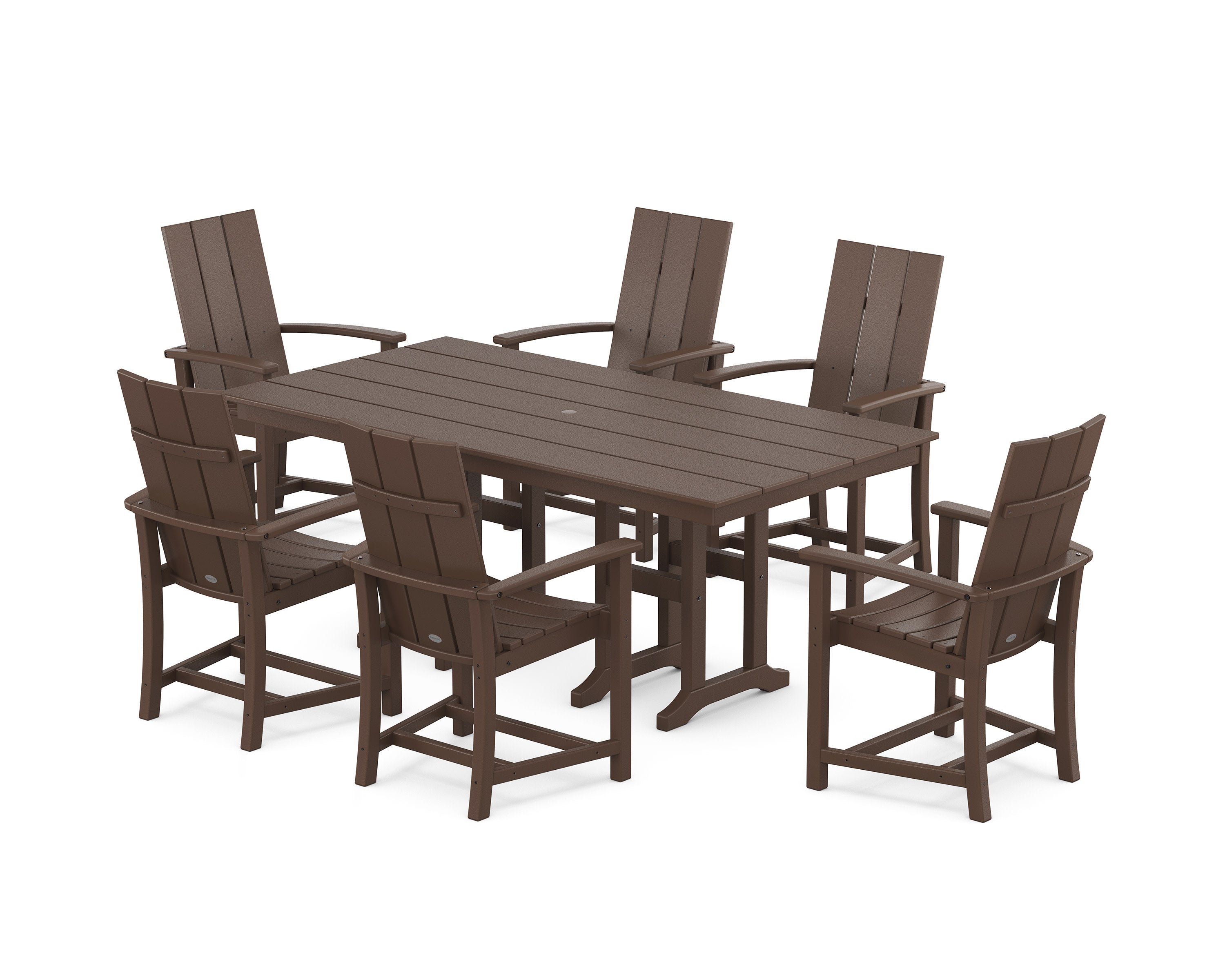 Modern Adirondack 7-Piece Farmhouse Dining Set in Mahogany