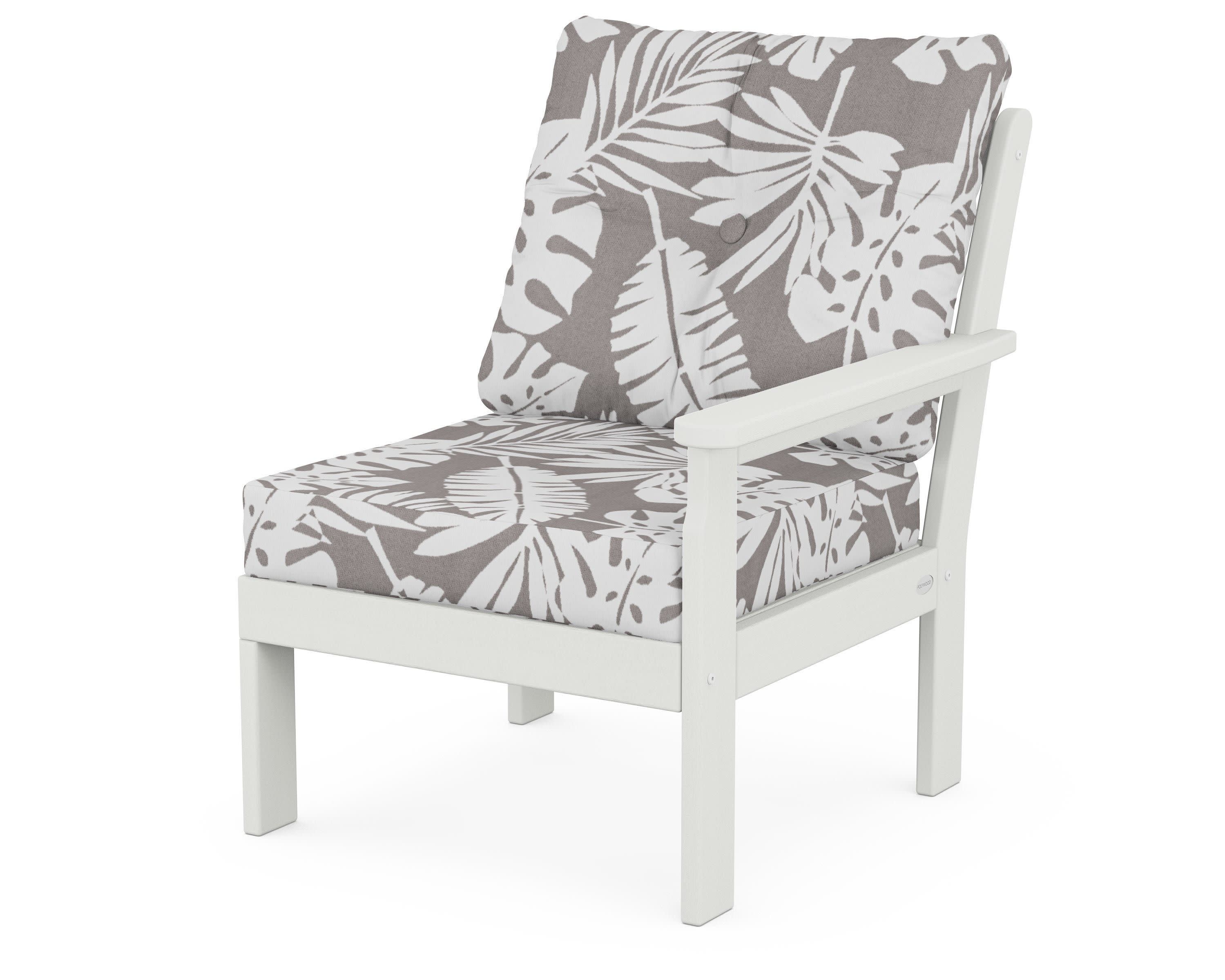 Vineyard Modular Right Arm Chair in Vintage White / Leaf Grey Mist