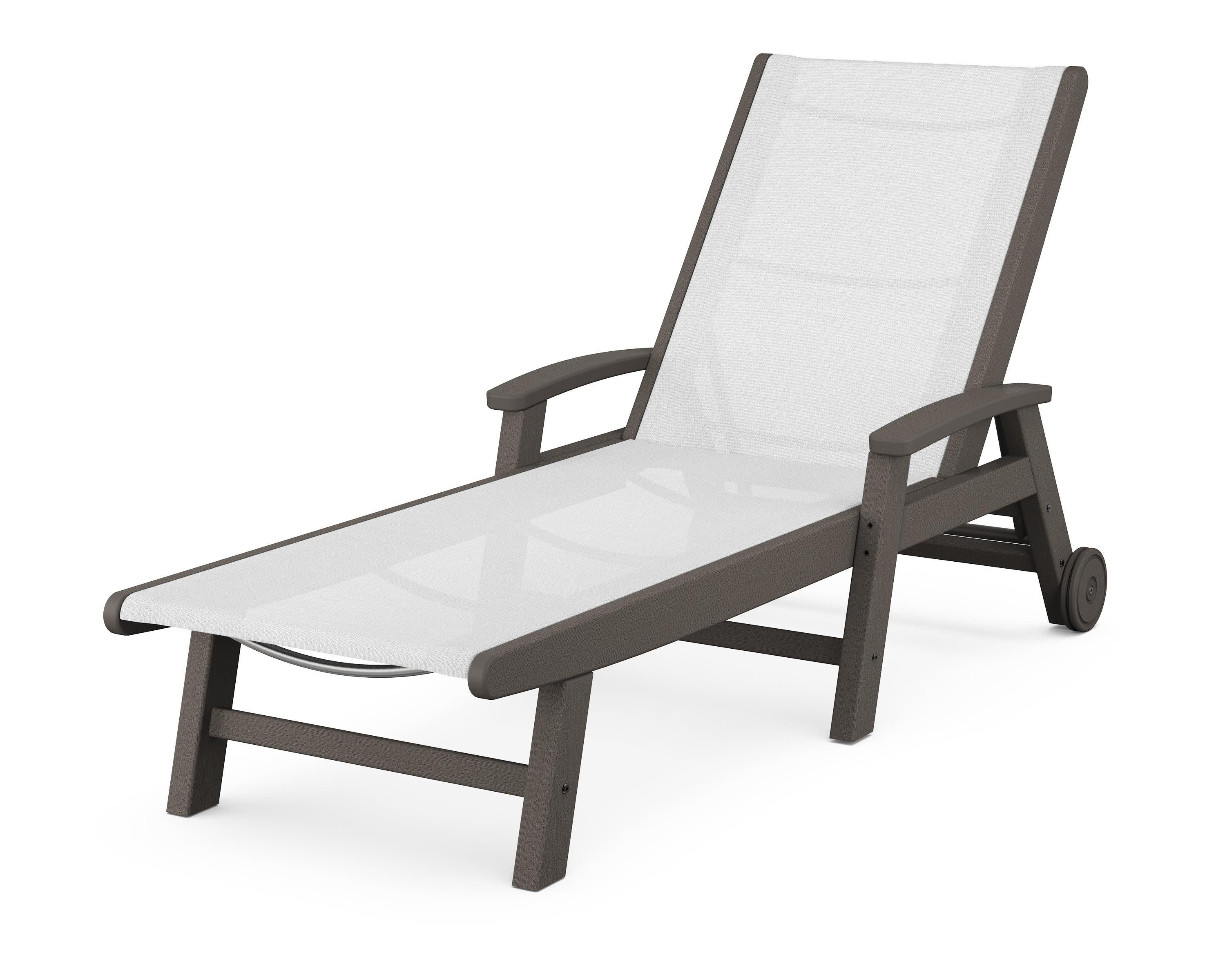 Coastal Chaise with Wheels in Vintage Coffee / White Sling