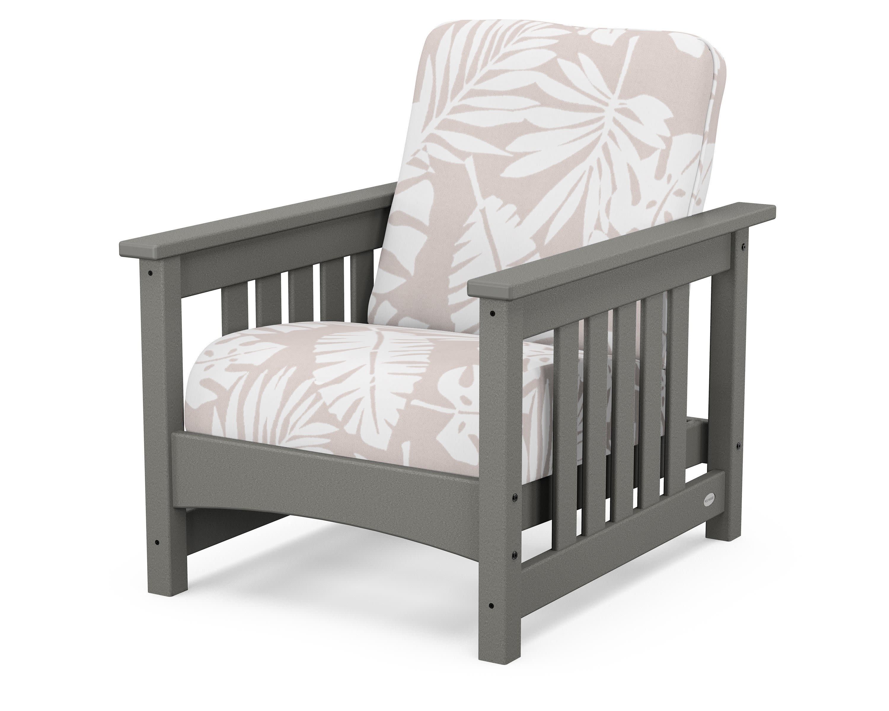 Club Mission Chair in Slate Grey / Leaf Dune Burlap