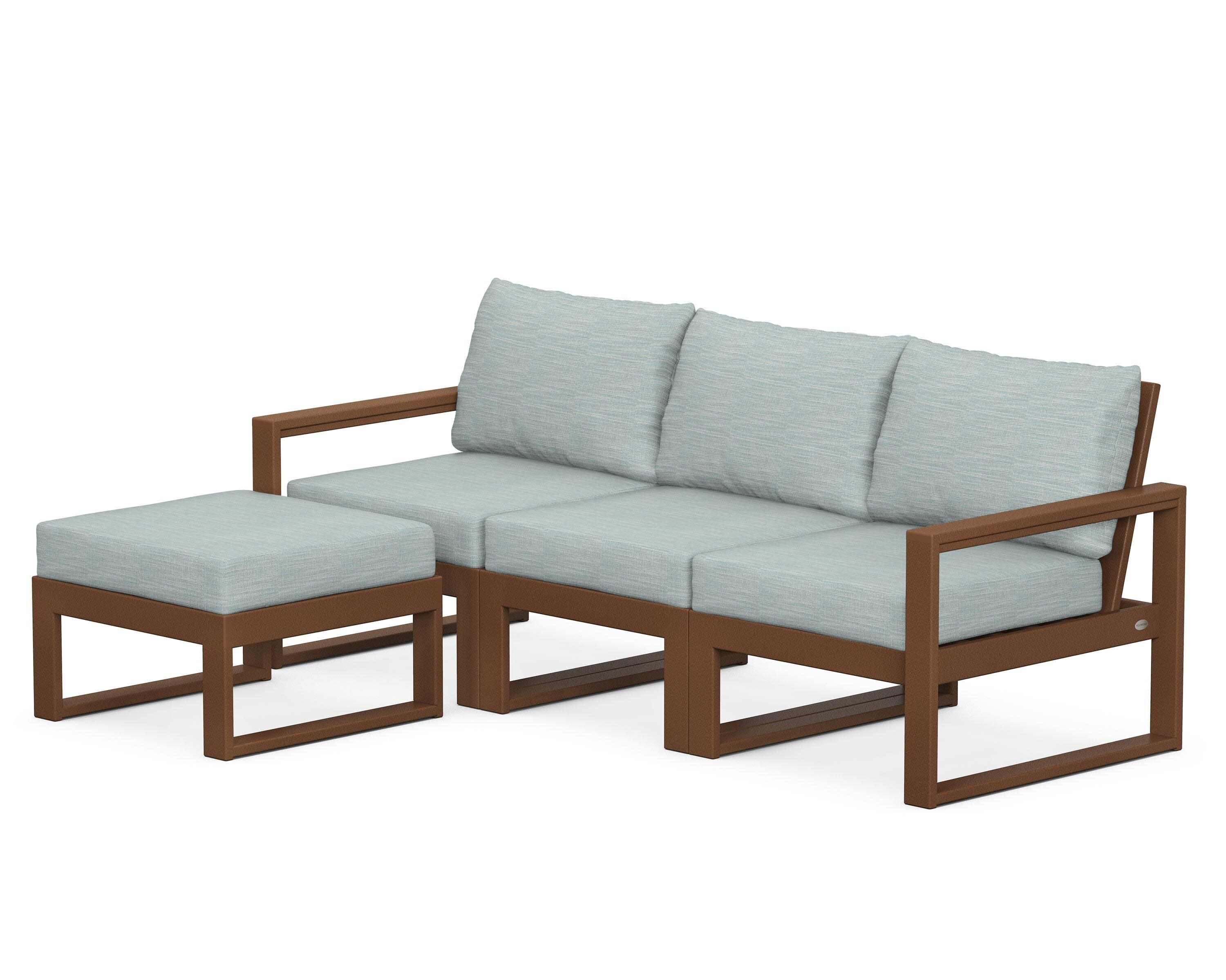 EDGE 4-Piece Modular Deep Seating Set with Ottoman in Teak / Soothe Mist