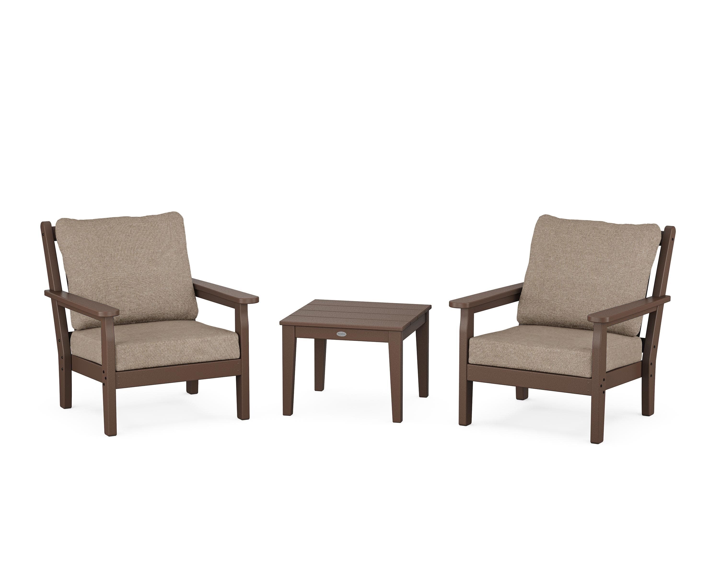 Chippendale 3-Piece Deep Seating Set in Mahogany / Spiced Burlap