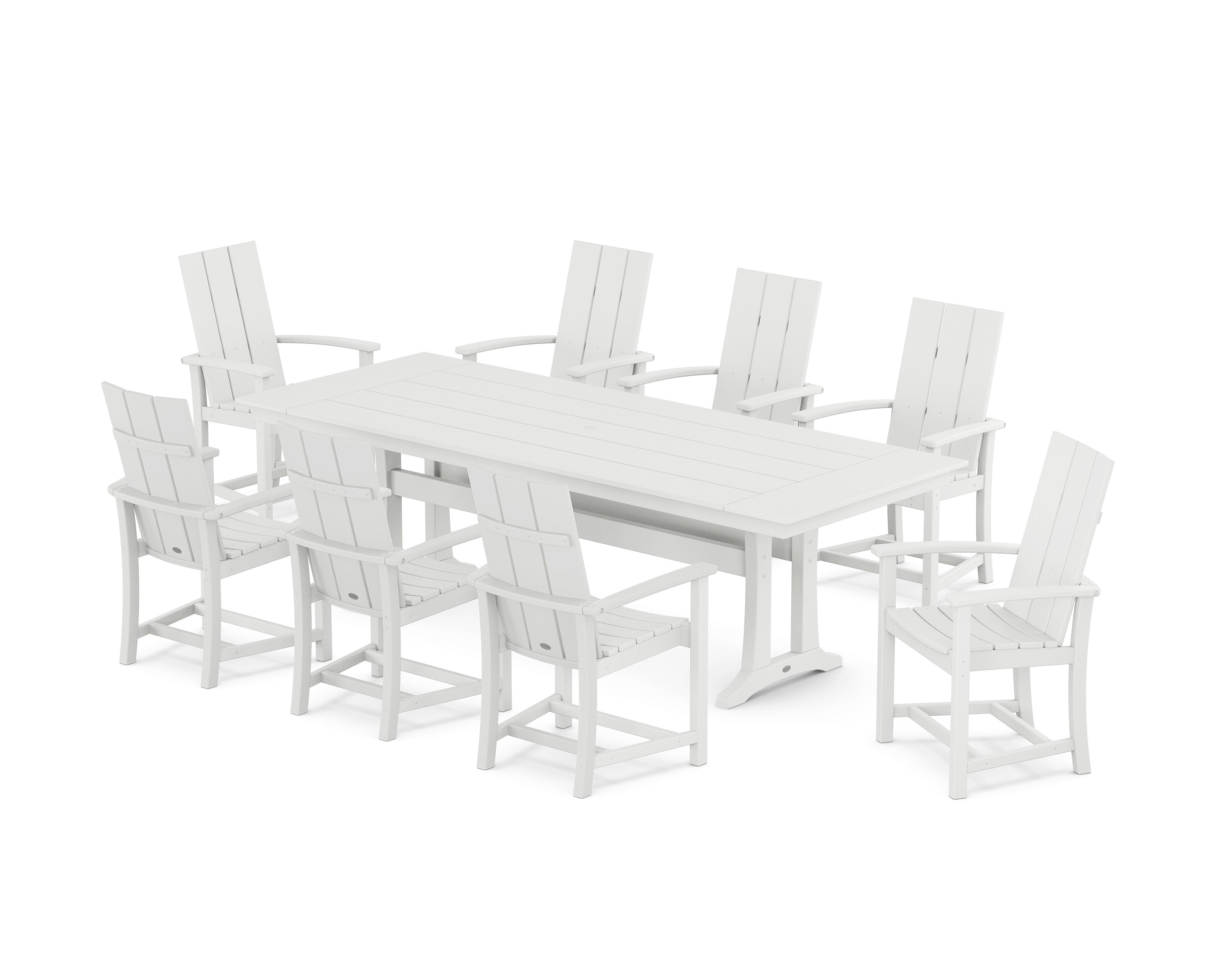 Modern Adirondack 9-Piece Farmhouse Dining Set with Trestle Legs in White