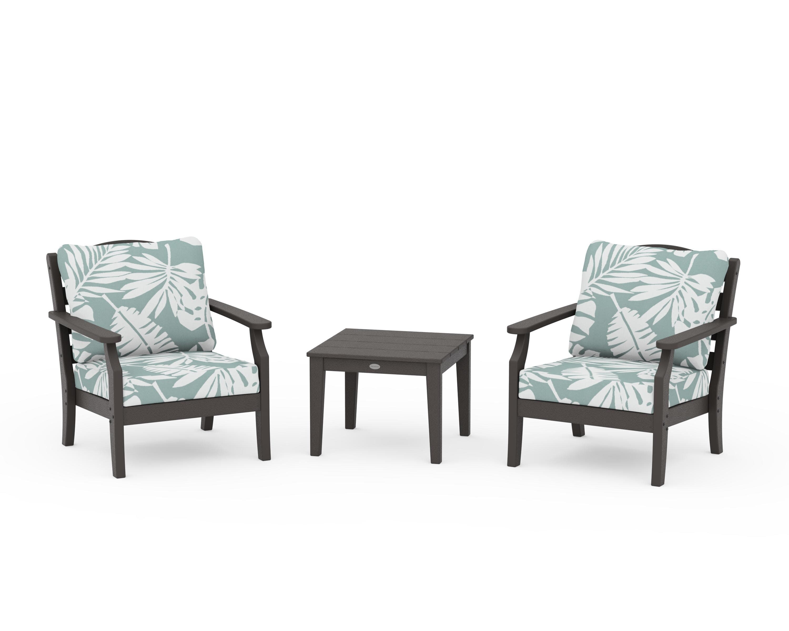 Savannah 3-Piece Deep Seating Set in Vintage Coffee / Leaf Glacier Spa