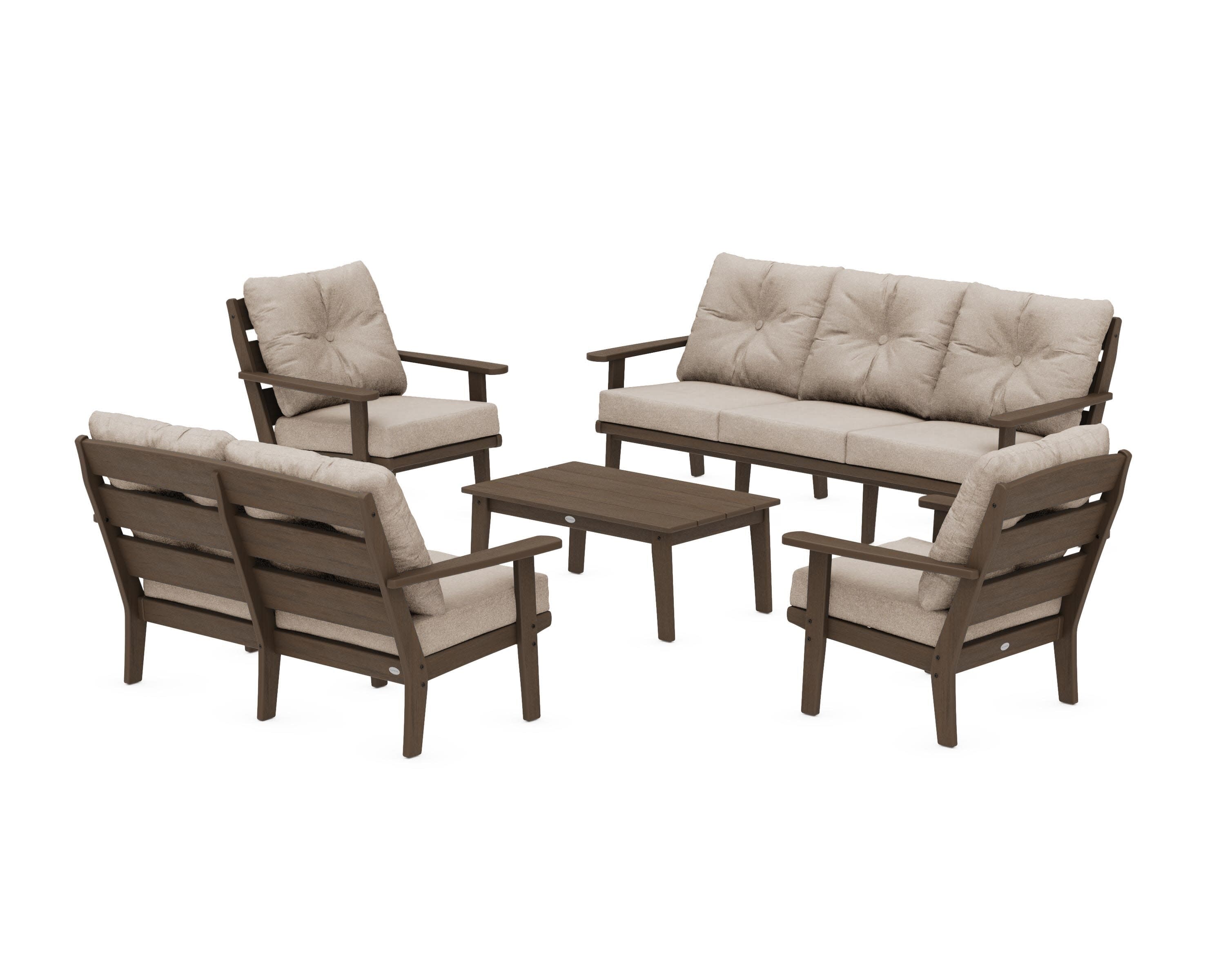 Lakeside 5-Piece Lounge Sofa Set in Kona / Spiced Burlap
