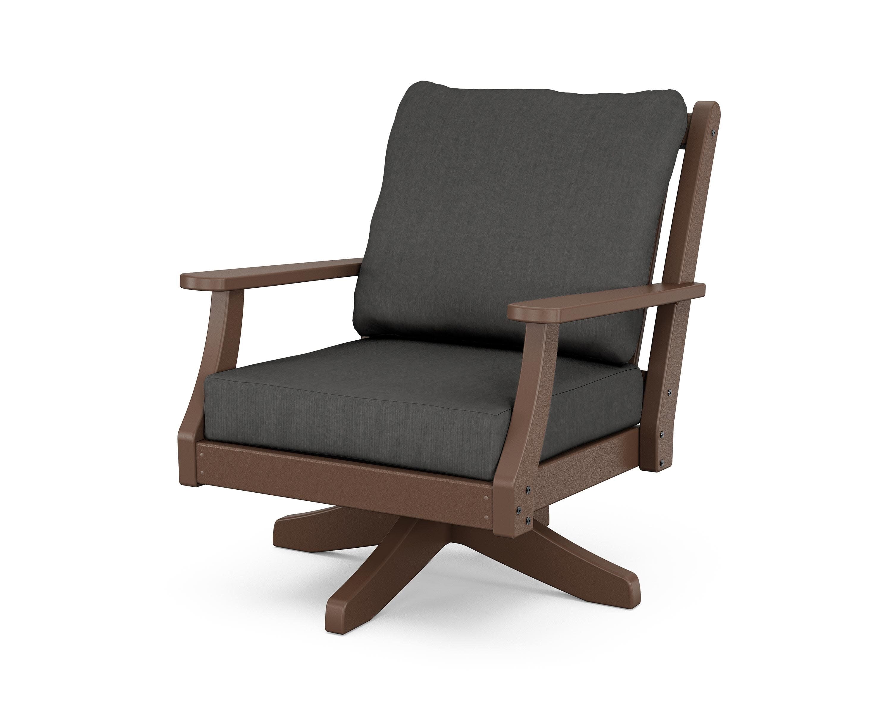 Wovendale Deep Seating Swivel Chair in Mahogany / Spectrum Carbon