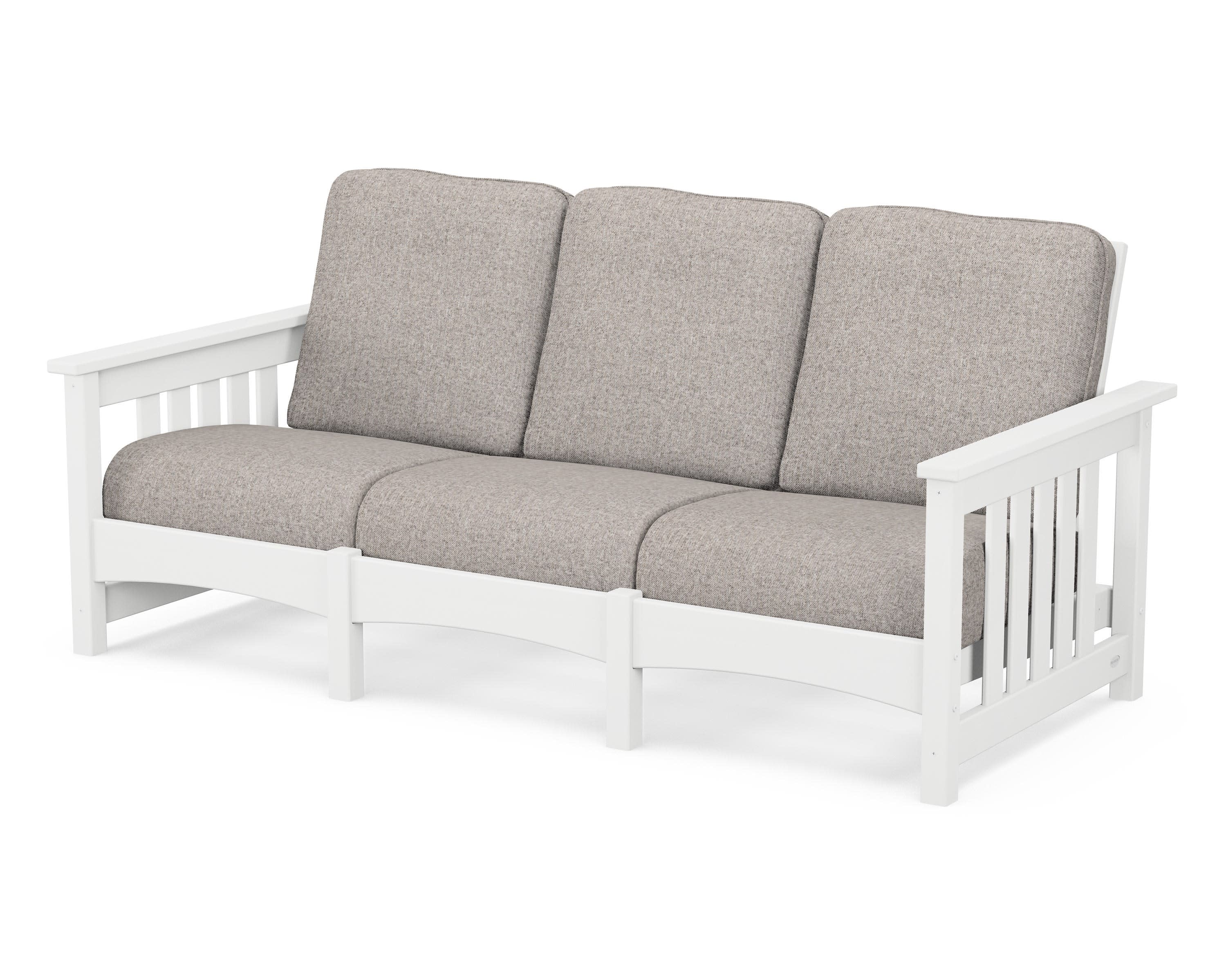 Club Mission Sofa in White / Weathered Tweed