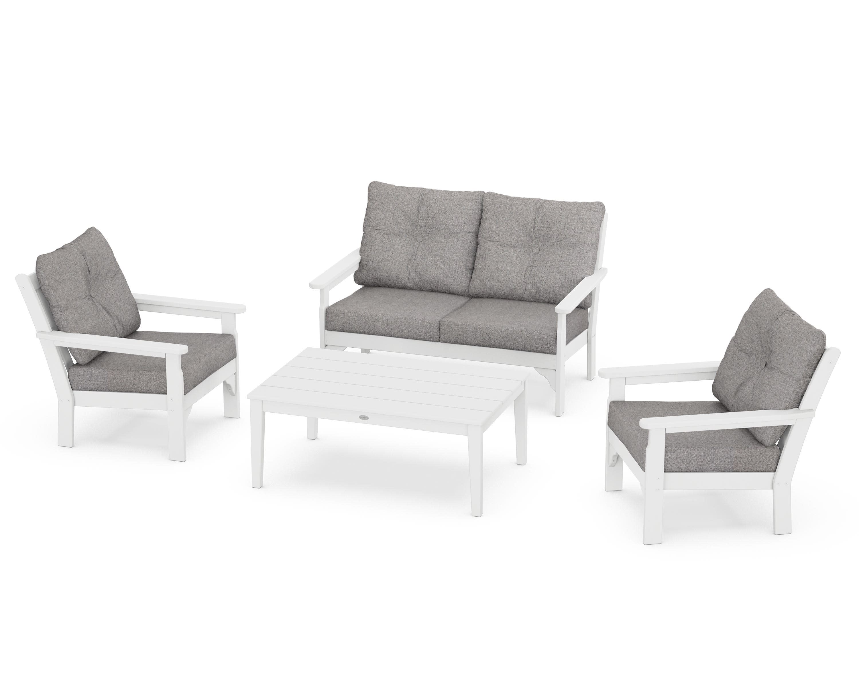 Vineyard 4-Piece Deep Seating Set in White / Grey Mist