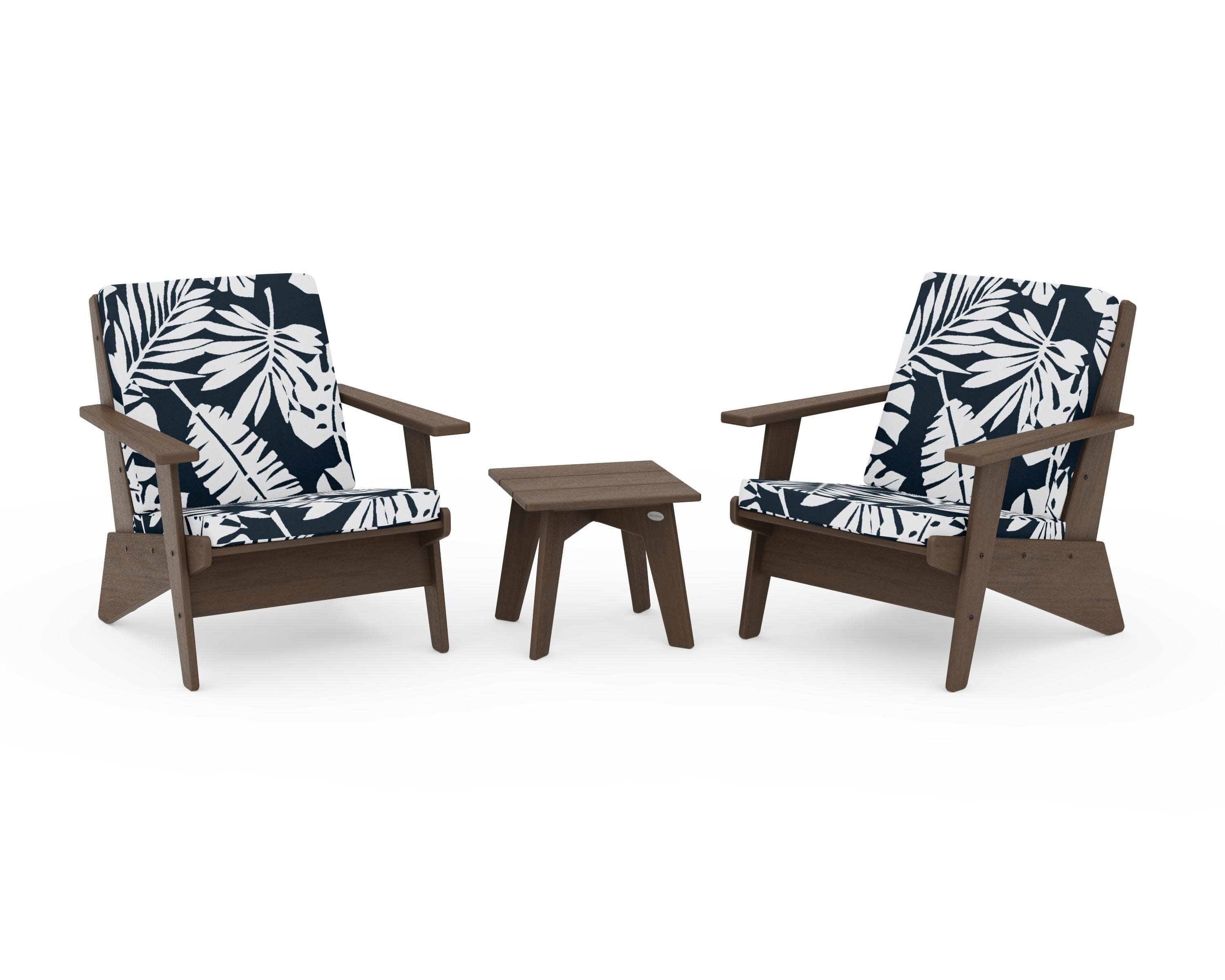 Riviera Modern Lounge 3-Piece Set in Kona / Leaf Marine Indigo