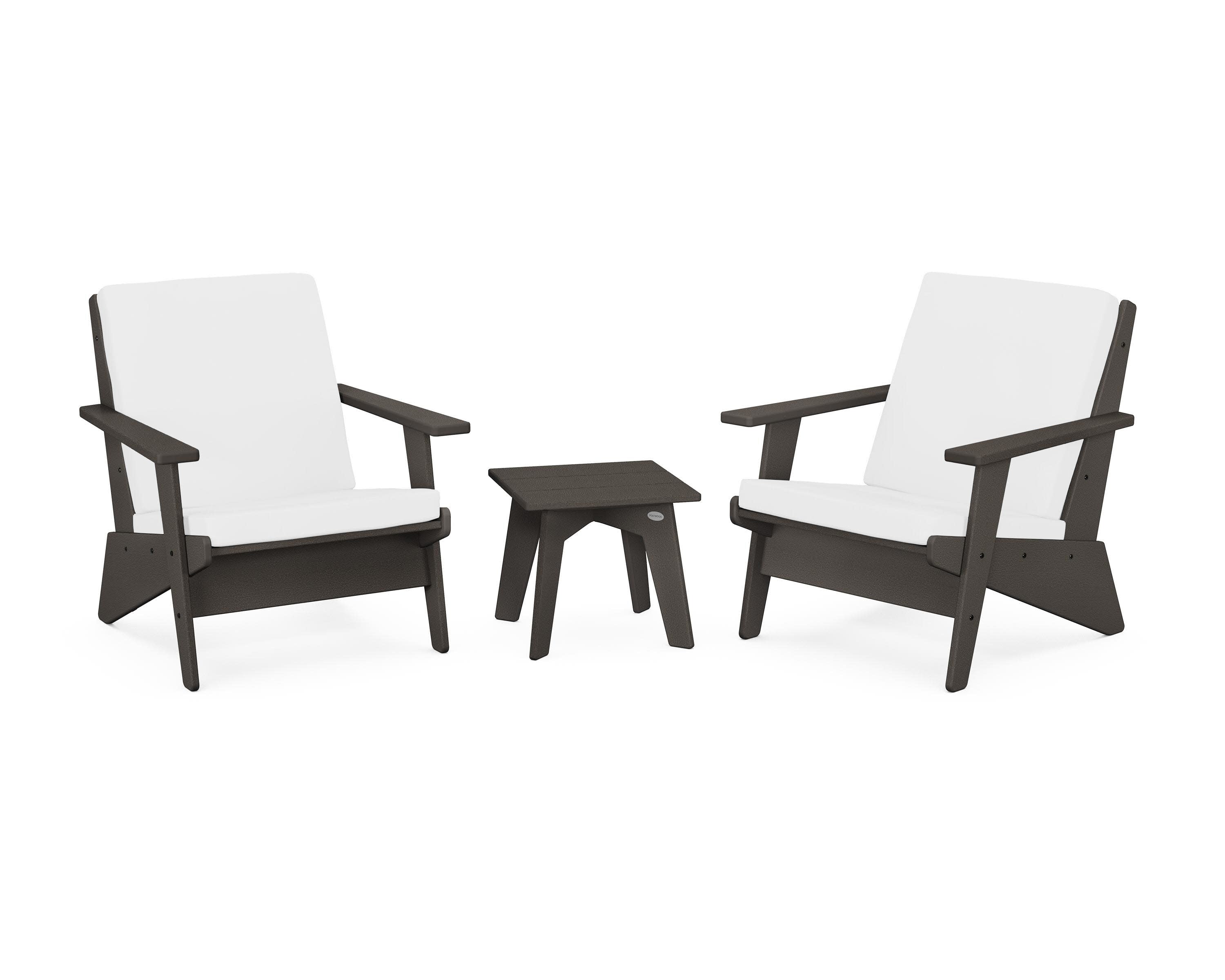 Riviera Modern Lounge 3-Piece Set in Vintage Coffee / Natural