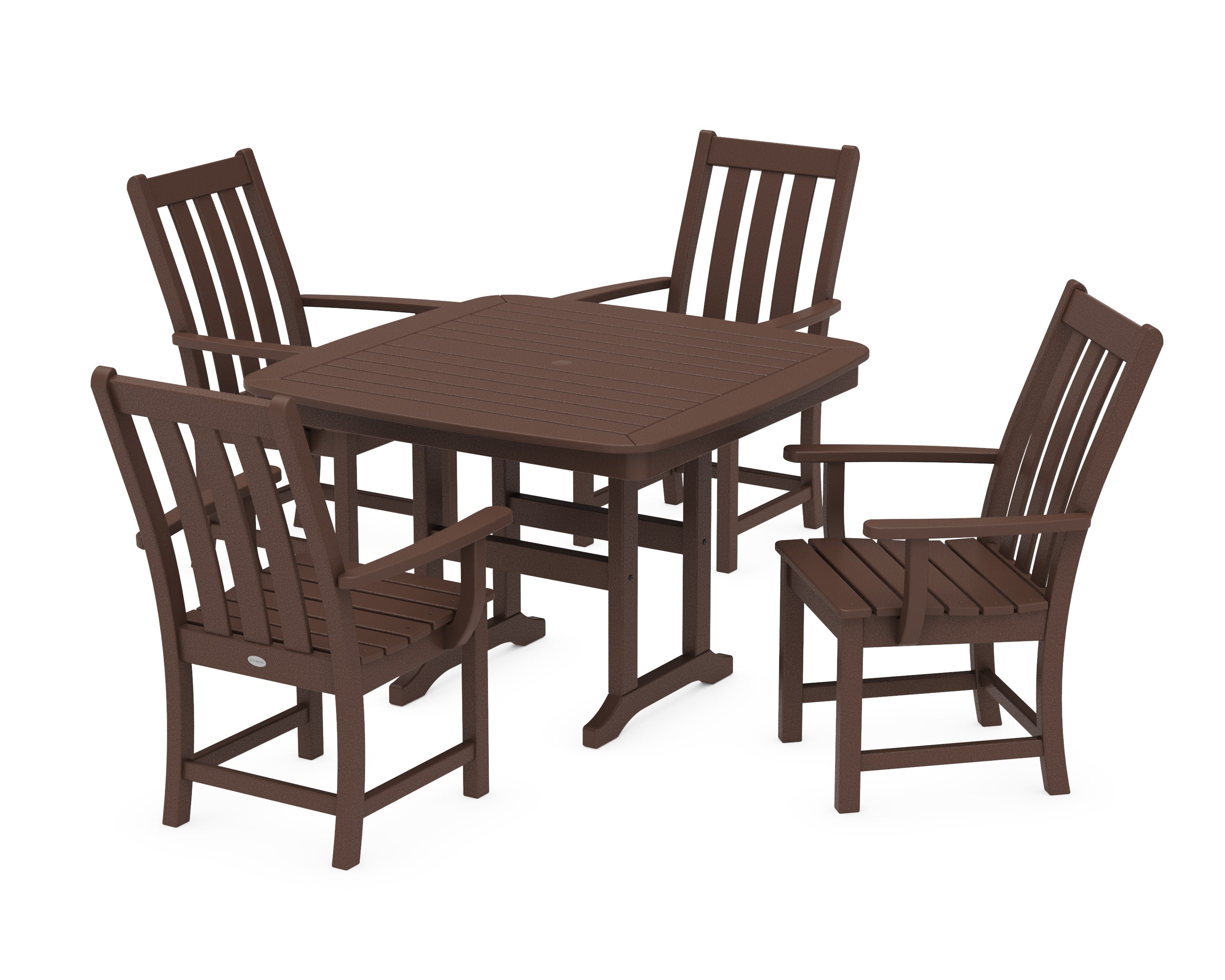 Vineyard 5-Piece Dining Set with Trestle Legs in Mahogany