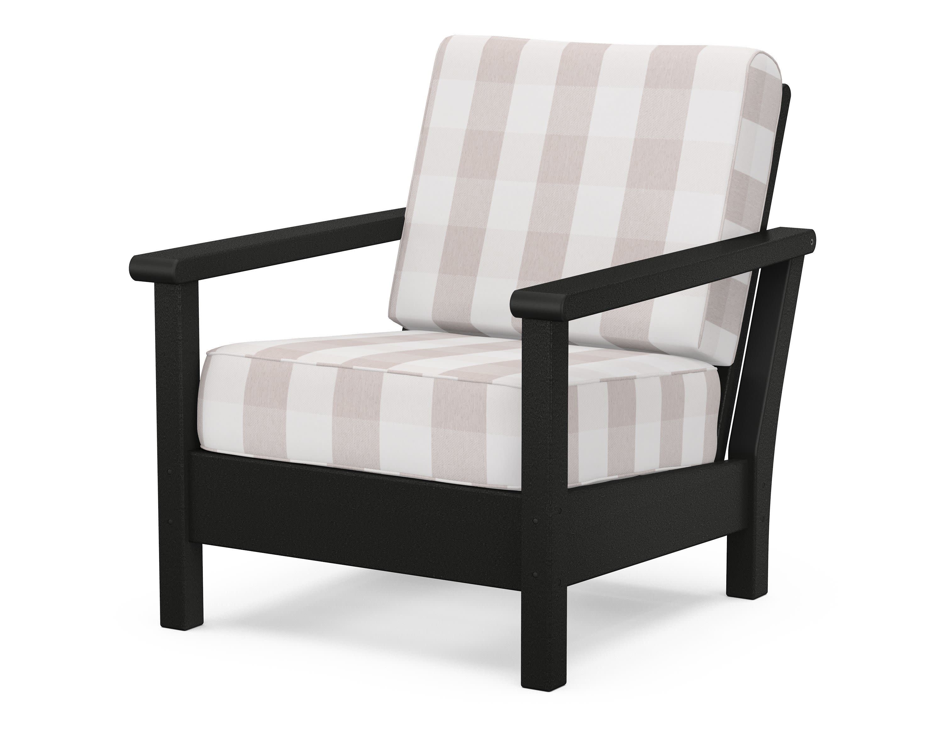 Harbour Deep Seating Chair in Black / Buffalo Plaid Dune Burlap