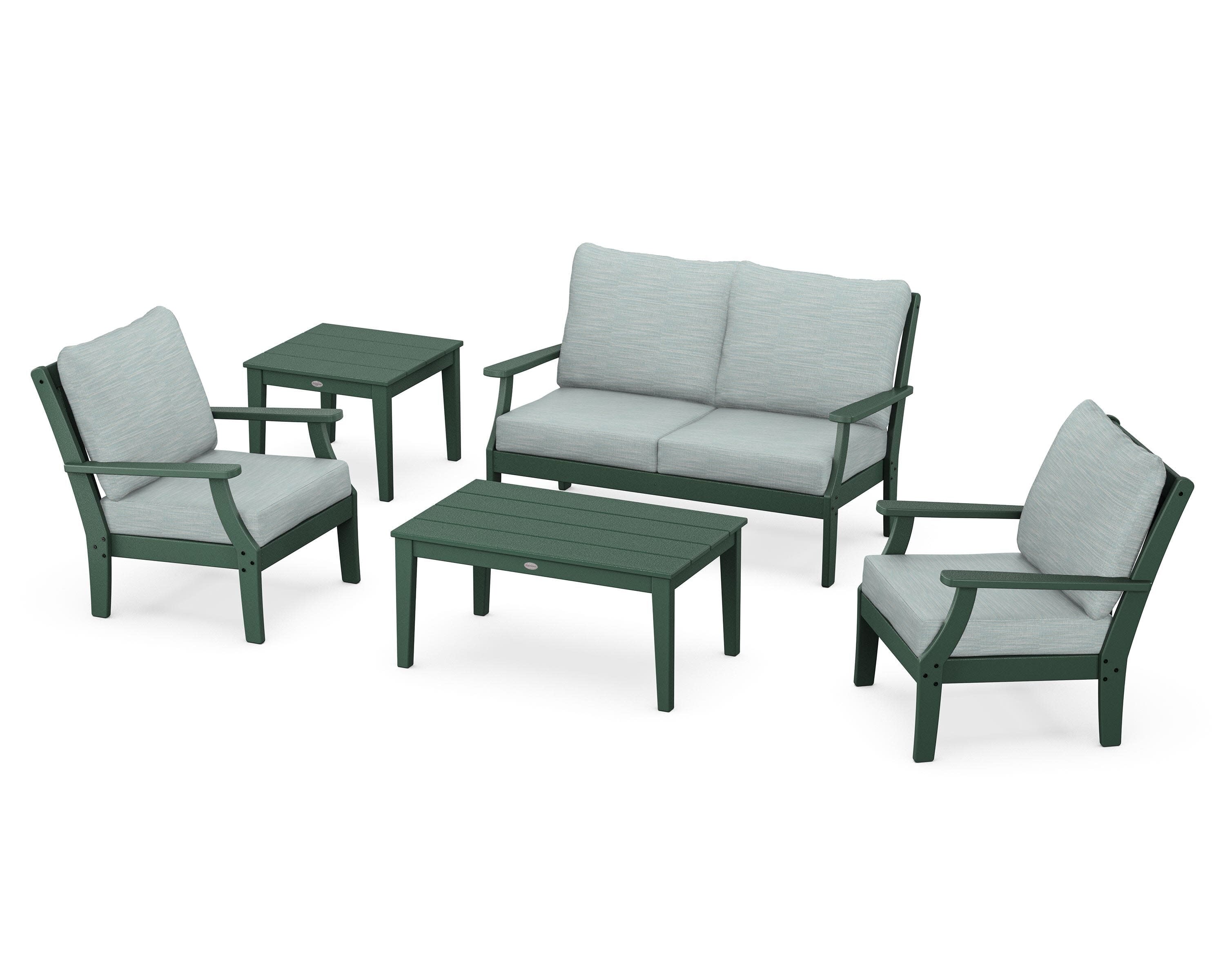 Braxton 5-Piece Deep Seating Set in Green / Soothe Mist