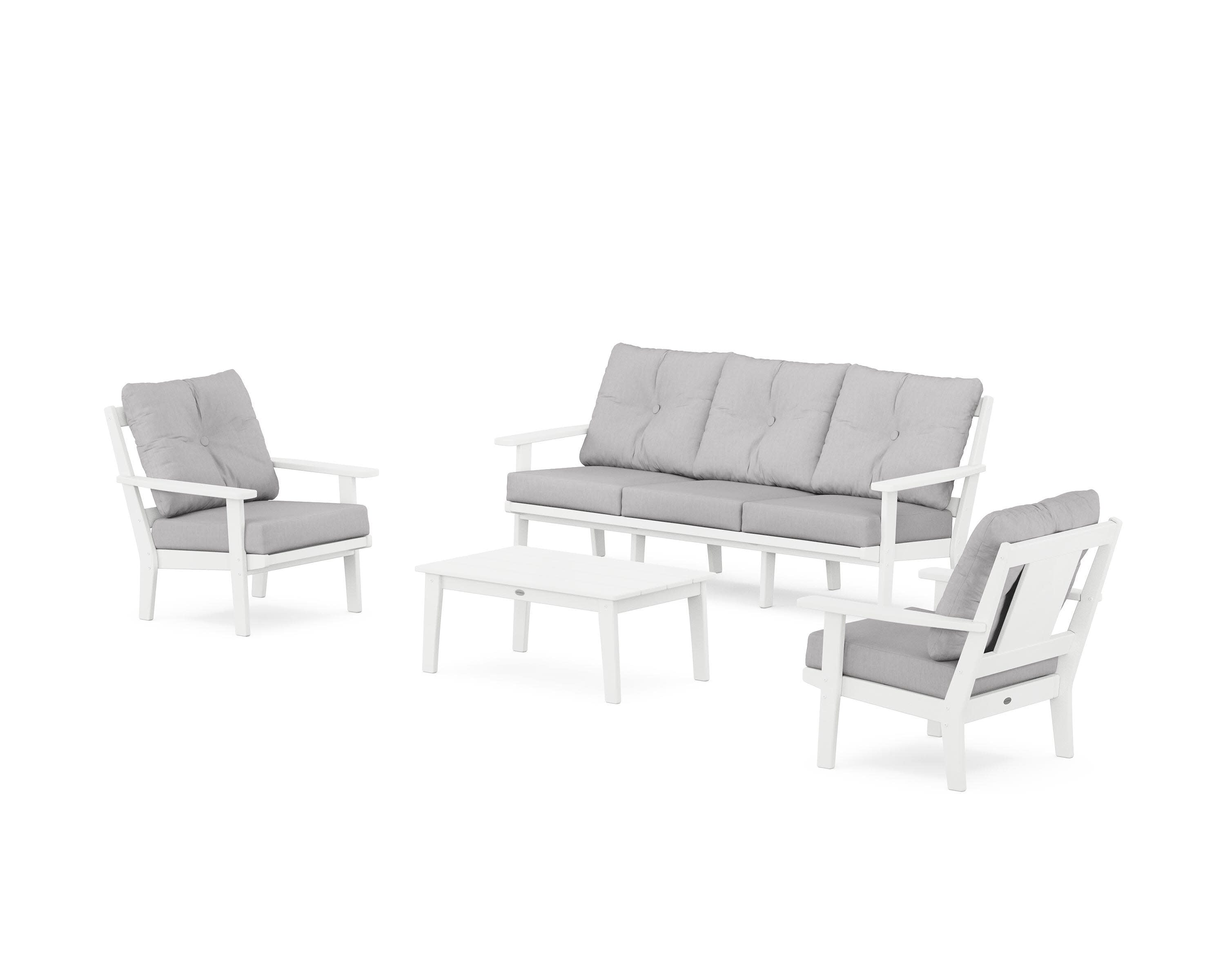 Prairie 4-Piece Deep Seating Set with Sofa in White / Granite