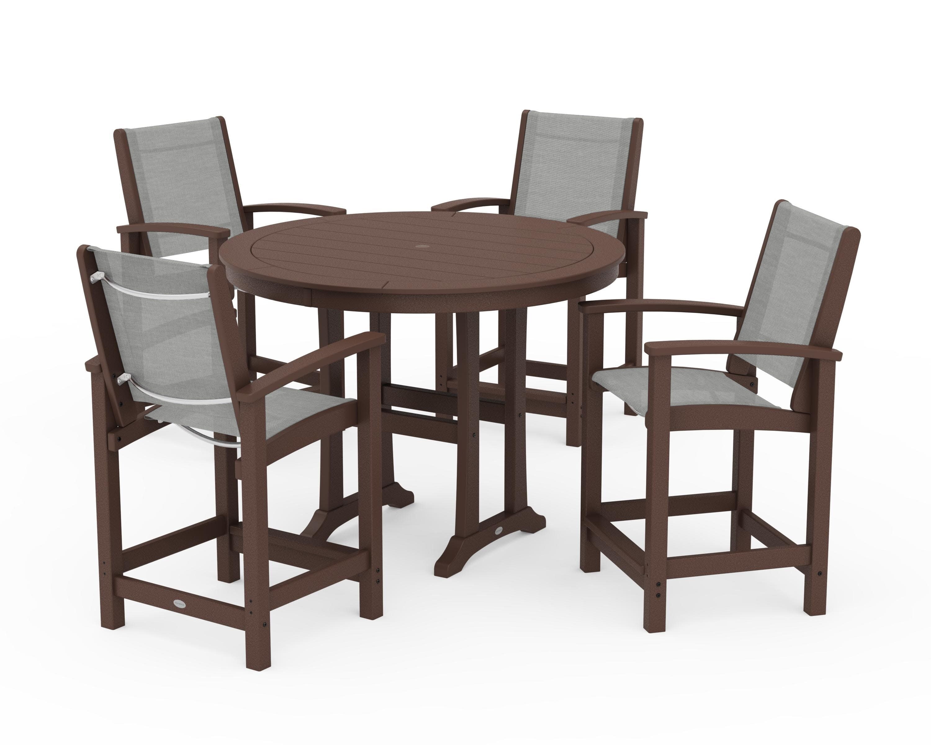 Coastal 5-Piece Counter Set in Mahogany / Metallic Sling