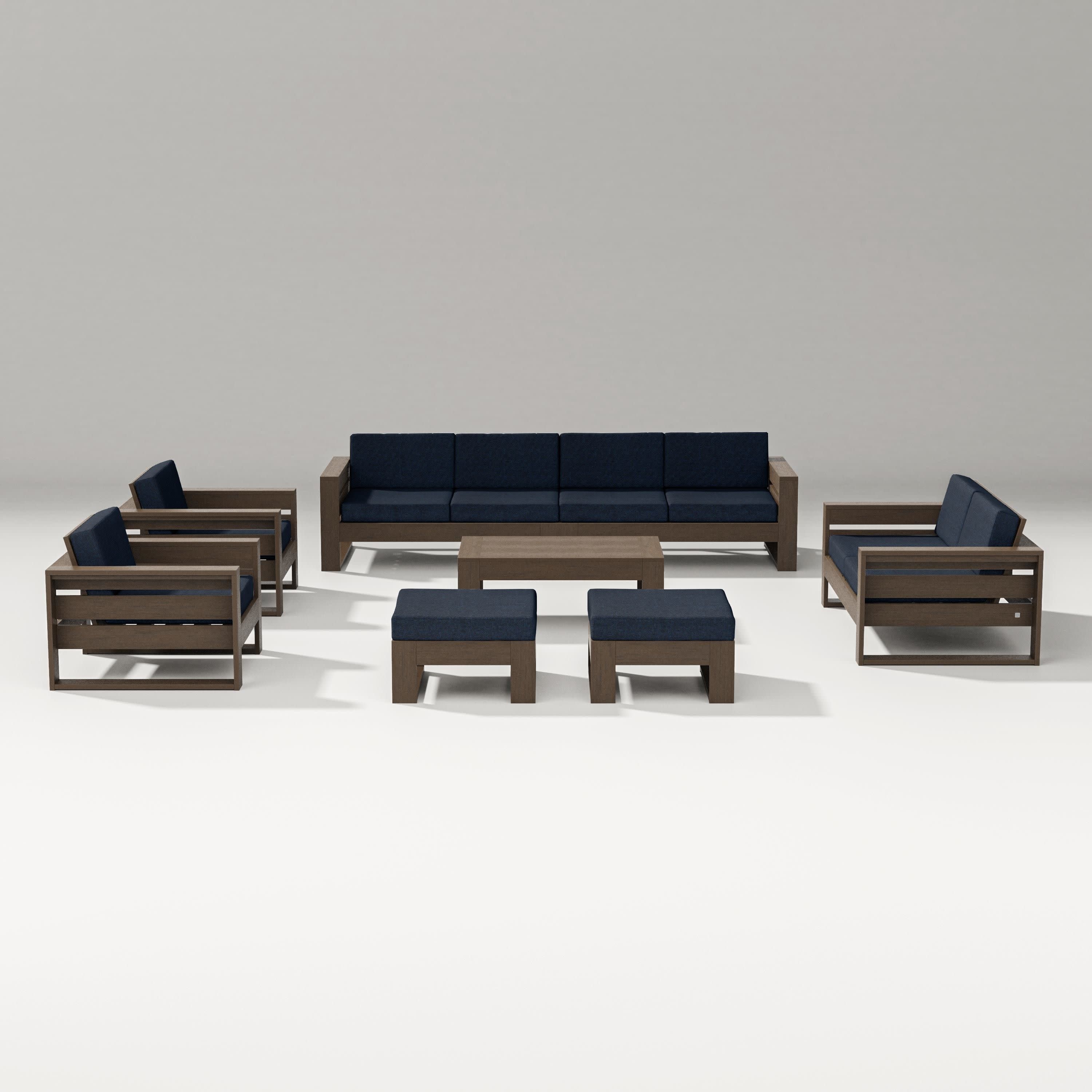 Latitude 8-Piece Lounge Sofa Set in Kona / Marine Indigo