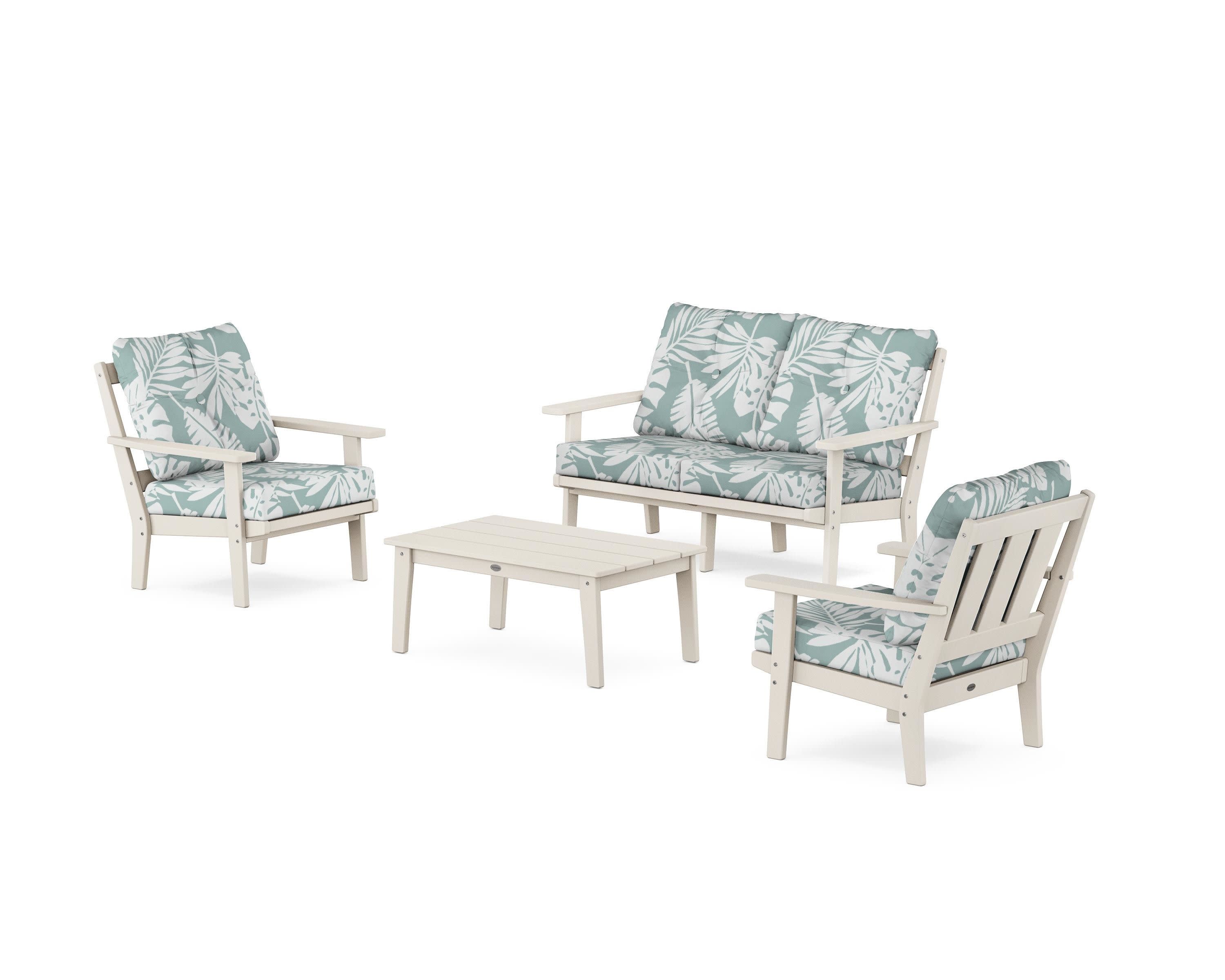 Oxford 4-Piece Deep Seating Set with Loveseat in Sand / Leaf Glacier Spa