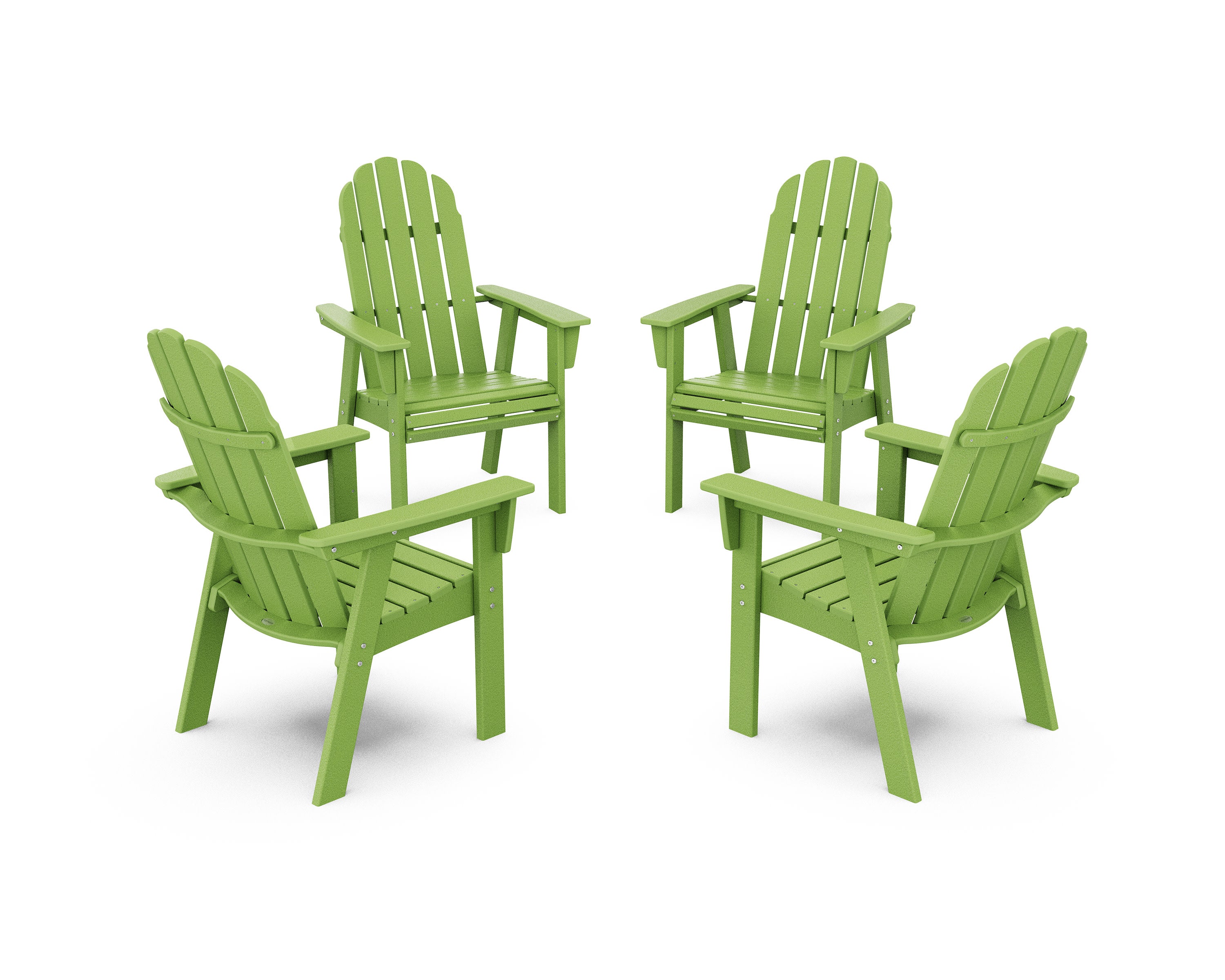 Vineyard 4-Piece Curveback Upright Adirondack Conversation Set in Lime