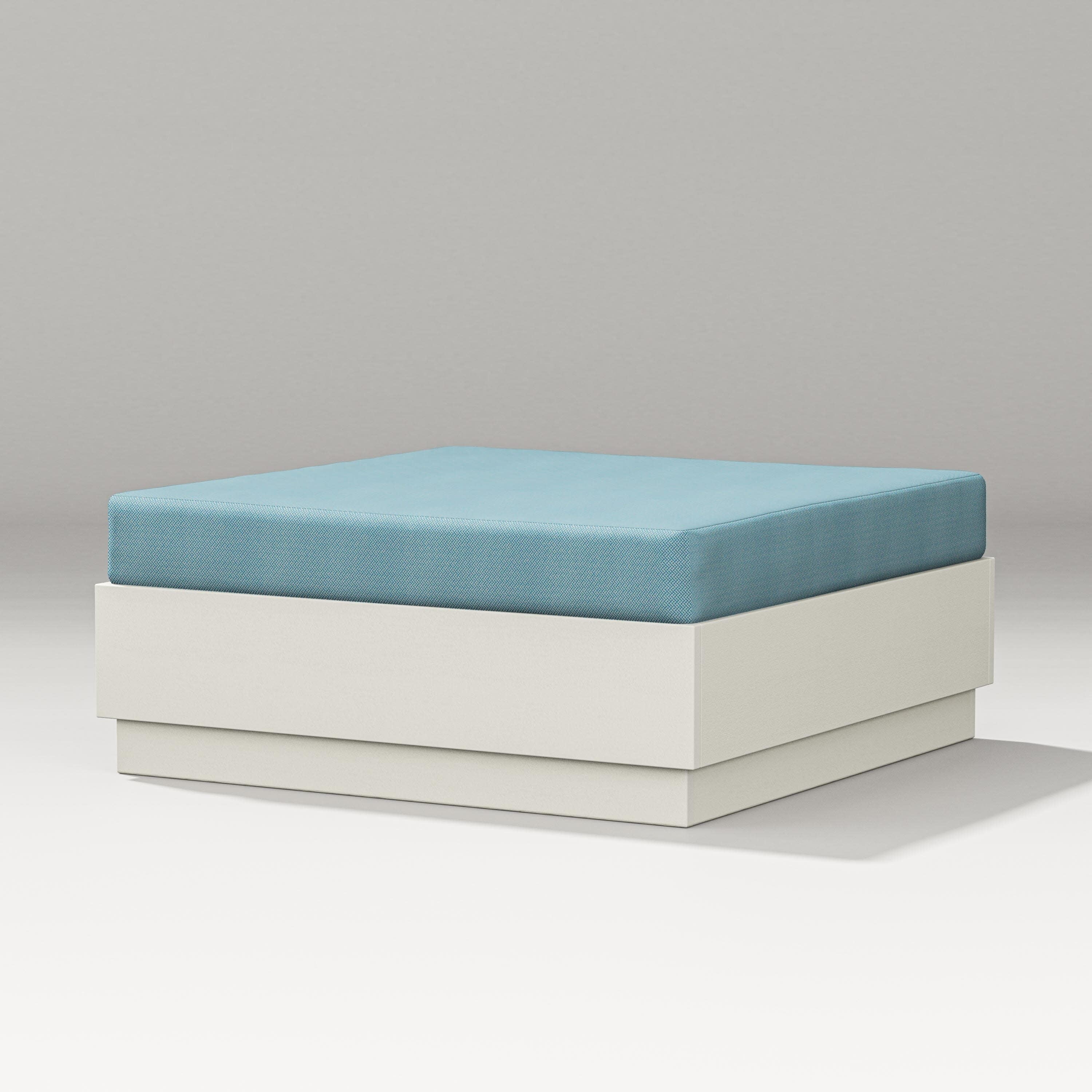 Elevate Lounge Ottoman in Vintage White / Lattice Sky Blue