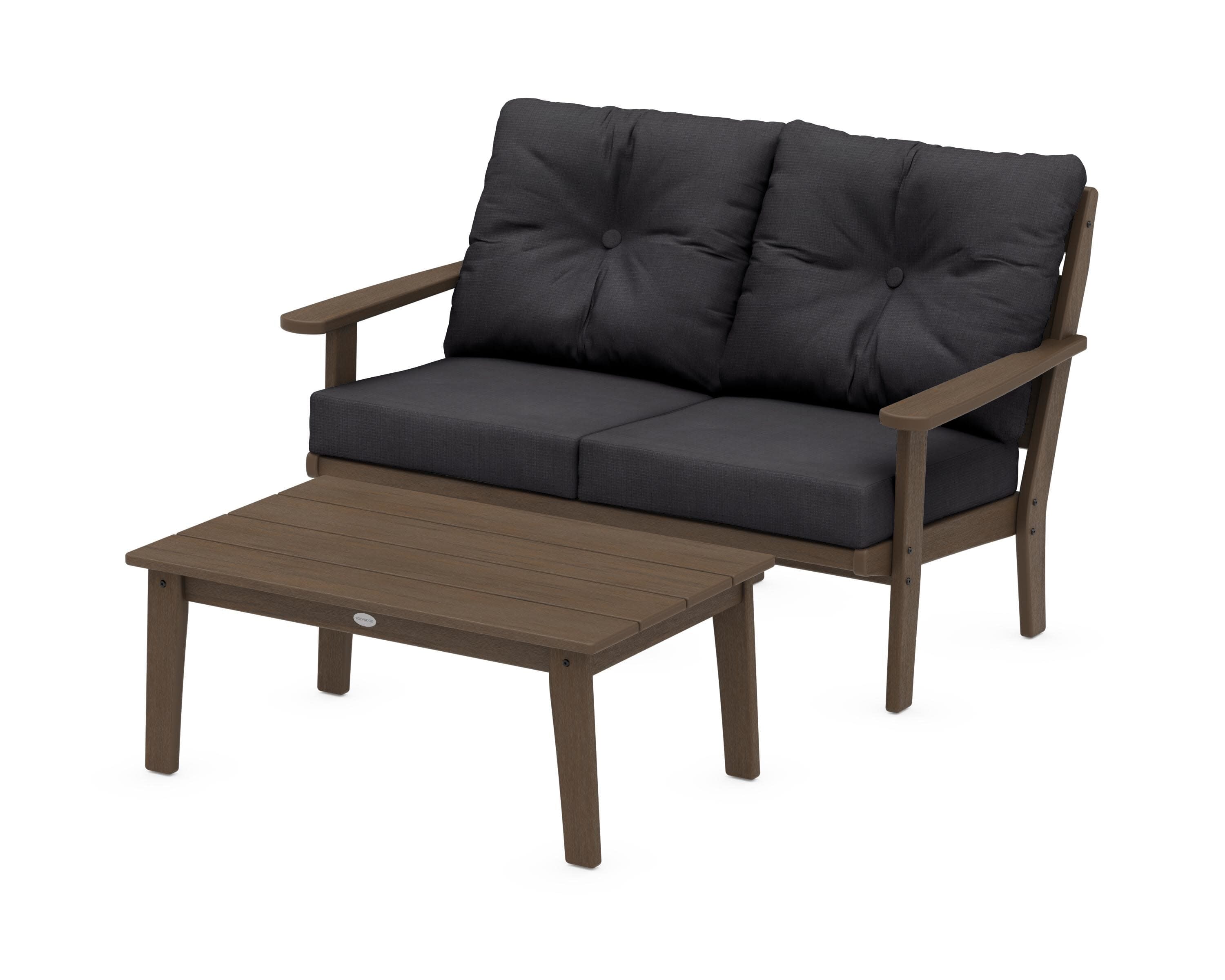 Lakeside 2-Piece Lounge Loveseat Set in Kona / Midnight Linen