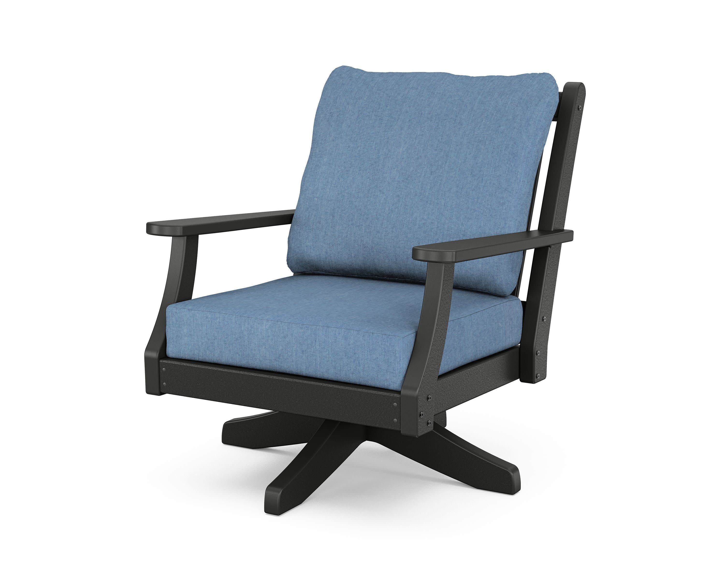Wovendale Deep Seating Swivel Chair in Black / Sky Blue