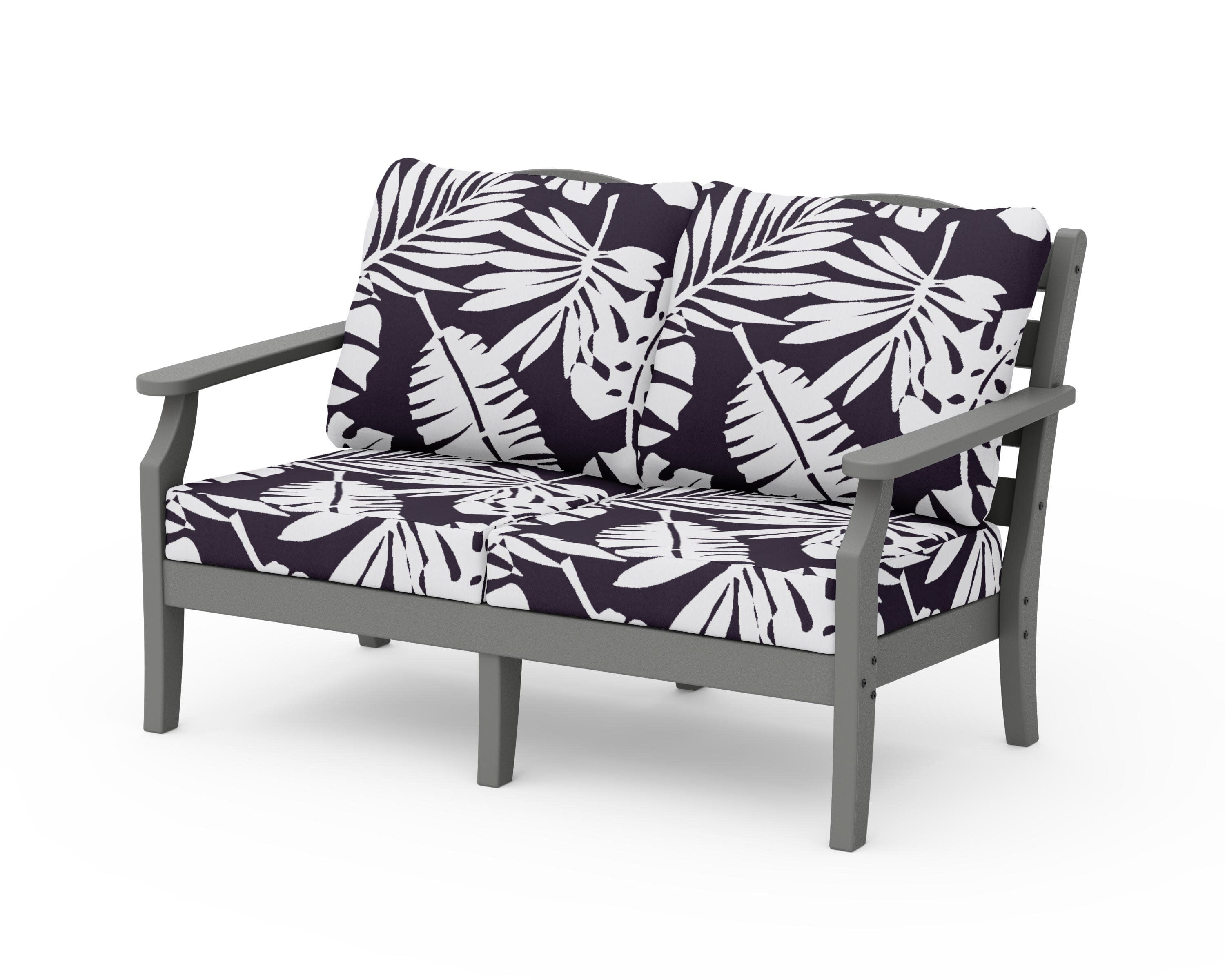 Savannah Deep Seating Loveseat in Slate Grey / Leaf Navy