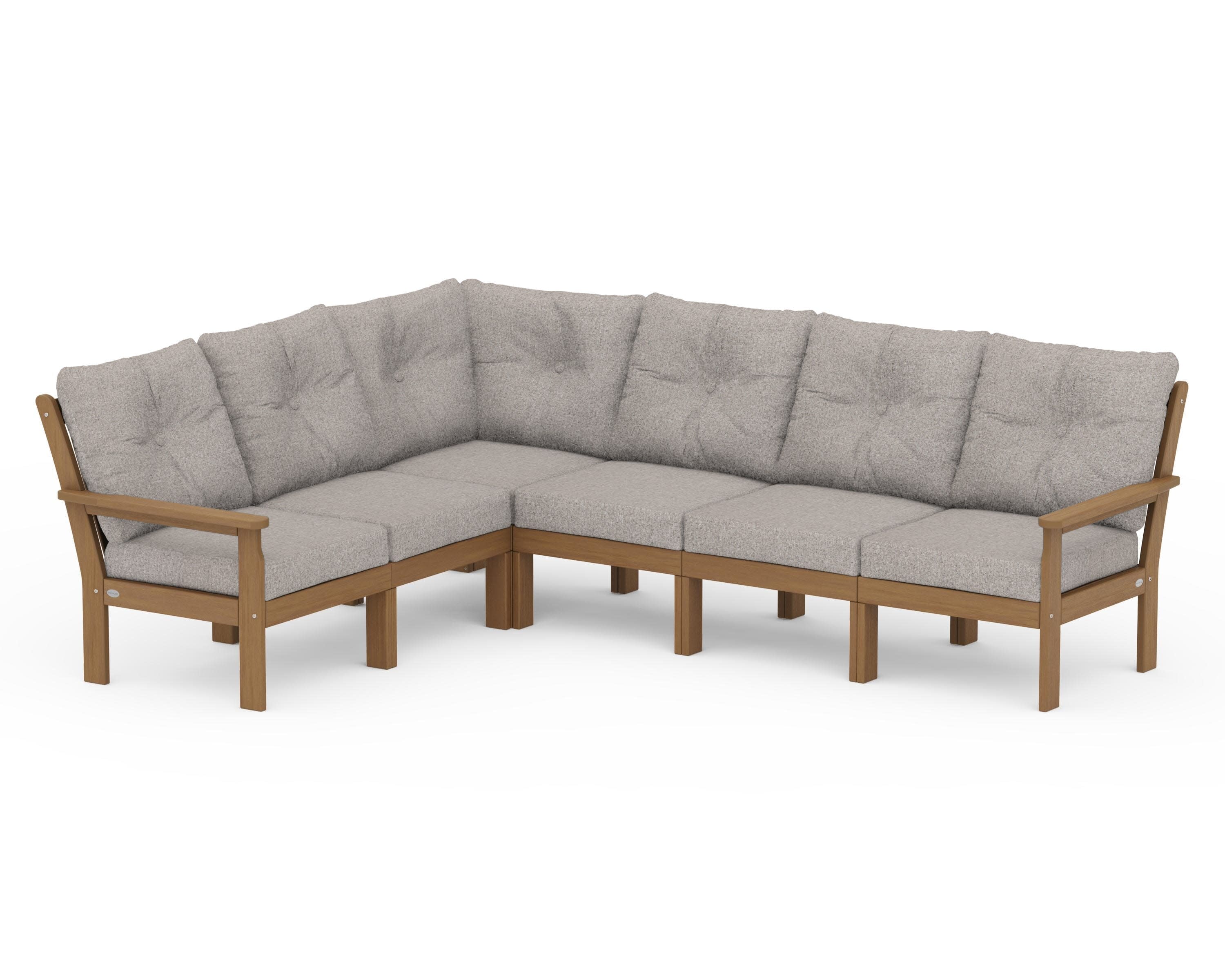 Vineyard 6-Piece Sectional in Natural / Weathered Tweed