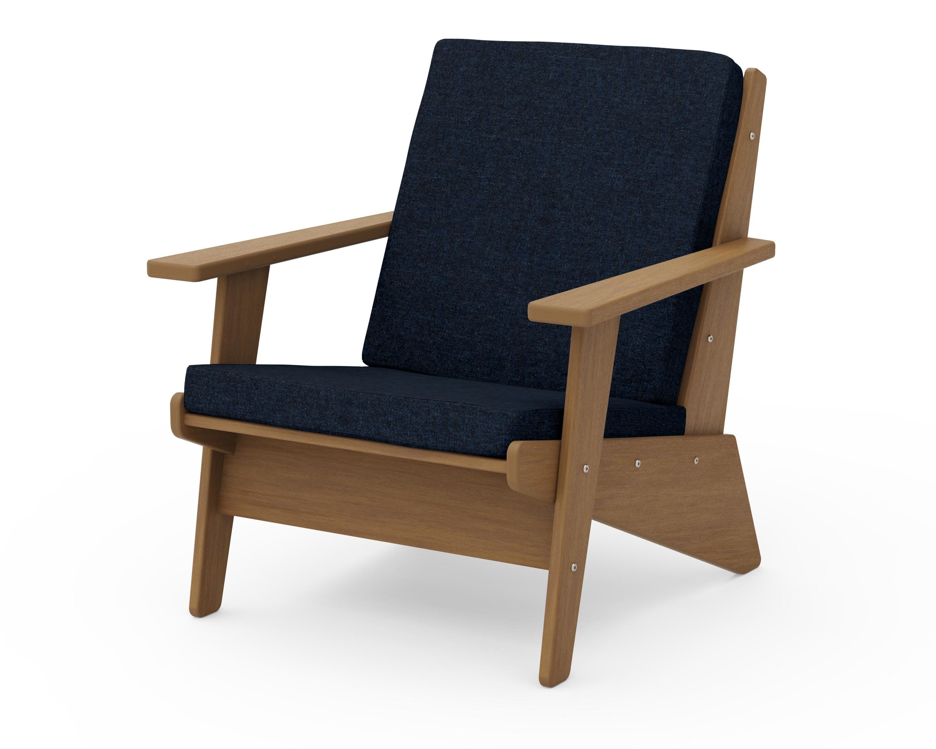 Riviera Modern Lounge Chair in Natural / Marine Indigo