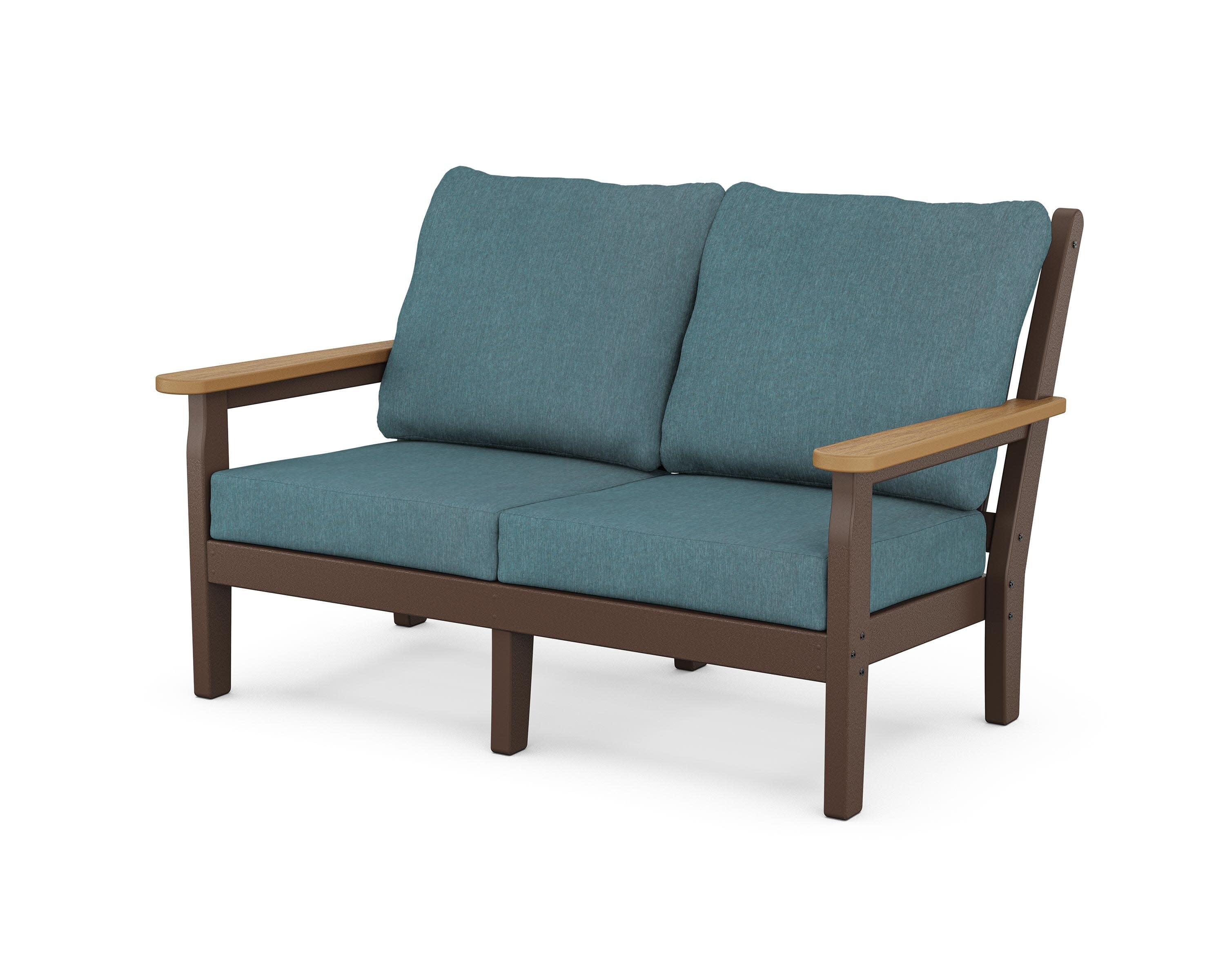 Chippendale Deep Seating Loveseat in Mahogany / Natural / Ocean Teal